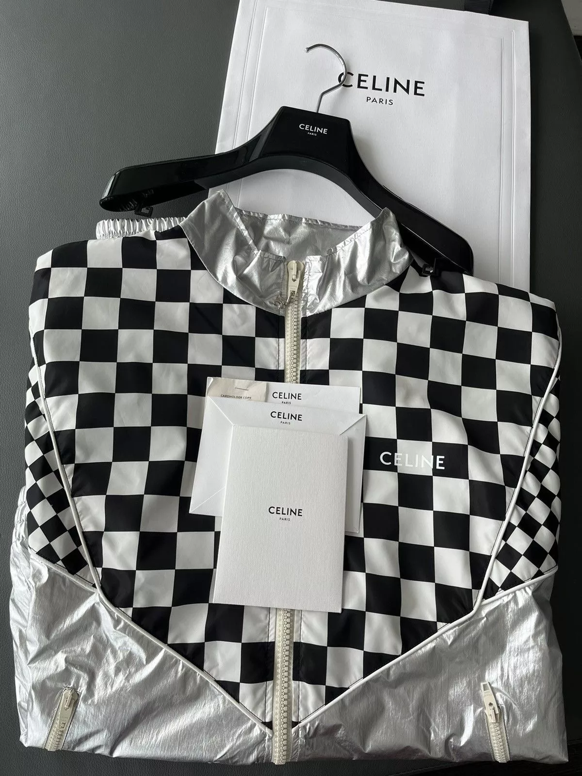 Celine Bombers Celine × Hedi Slimane Brand New Super Runway Celine Hedi Slimane Bomber Jacket Silver