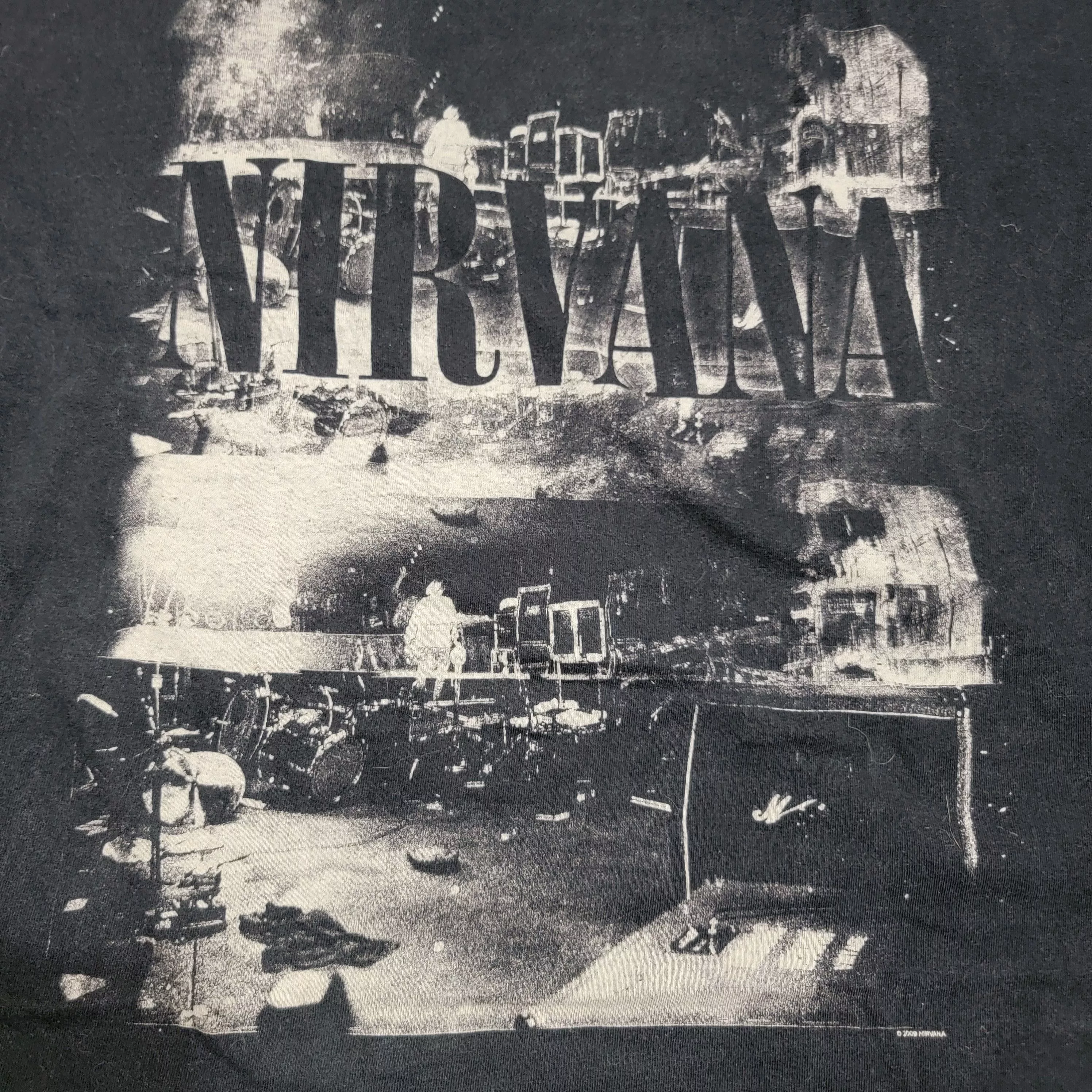 Nirvana Short Sleeve T Shirts Nirvana Graphic SS Black Unisex Tee On Stage