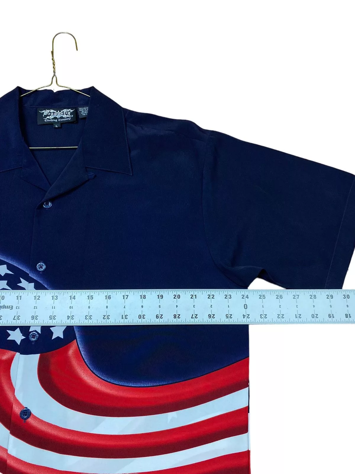 Dragonfly Shirts Button Ups Vintage Dragonfly USA Flag Button Shirt Blue Basics