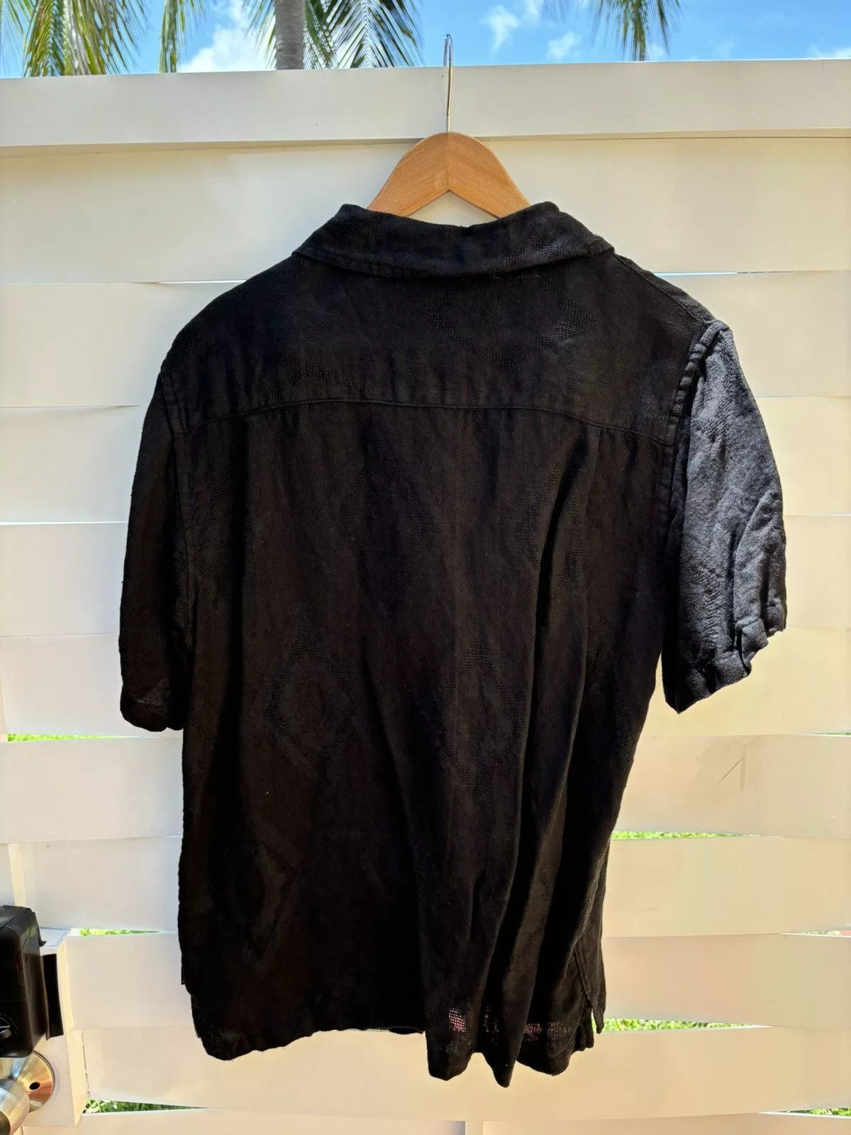 Stussy Shirts Button Ups Stussy Diamond Jacquard Linen Shirt Black