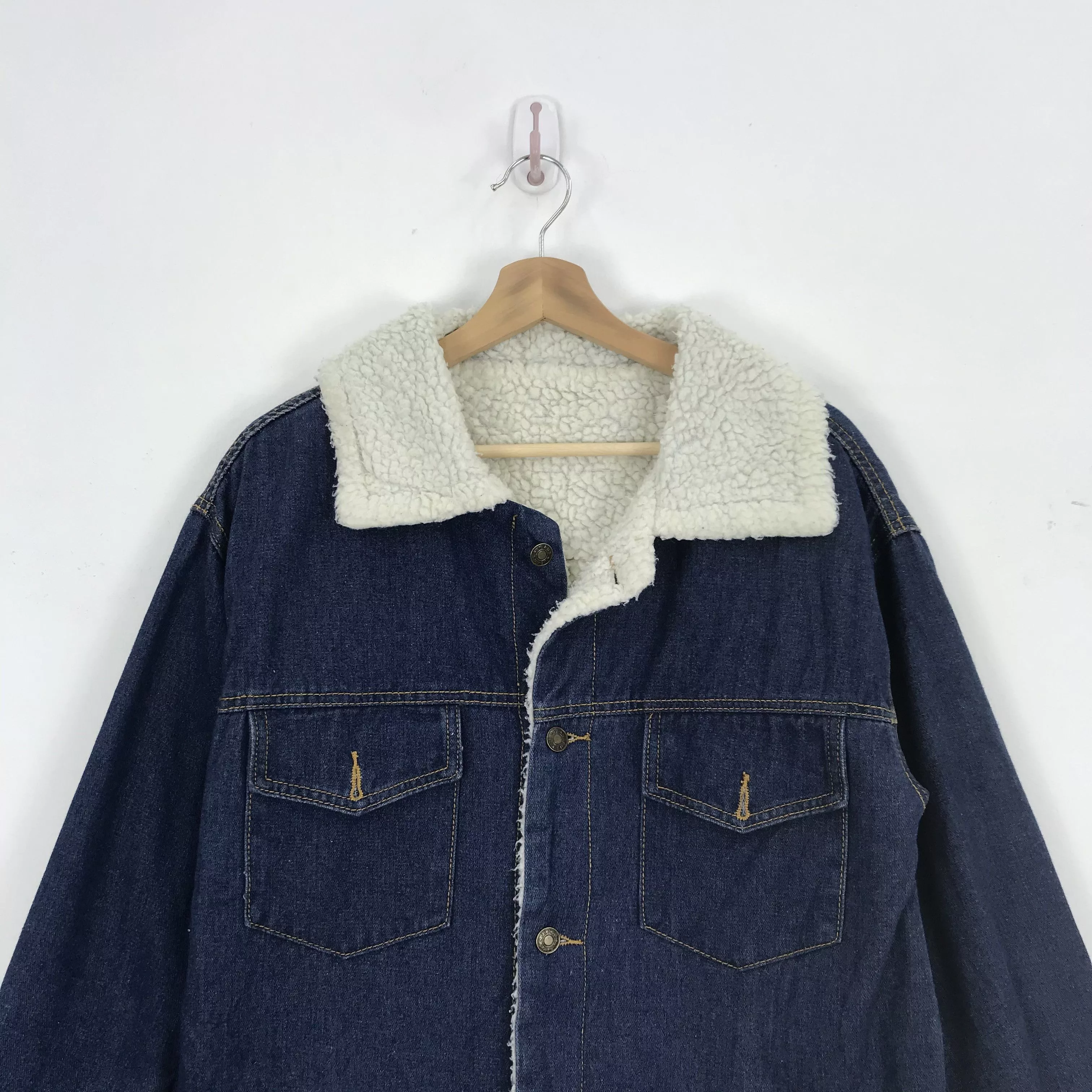 If Six Was Nine Light Jackets If Six Was Nine × Japanese Brand × Vintage Vintage Japanese Shearling Jacket Denim Long Coat Jacket Multi