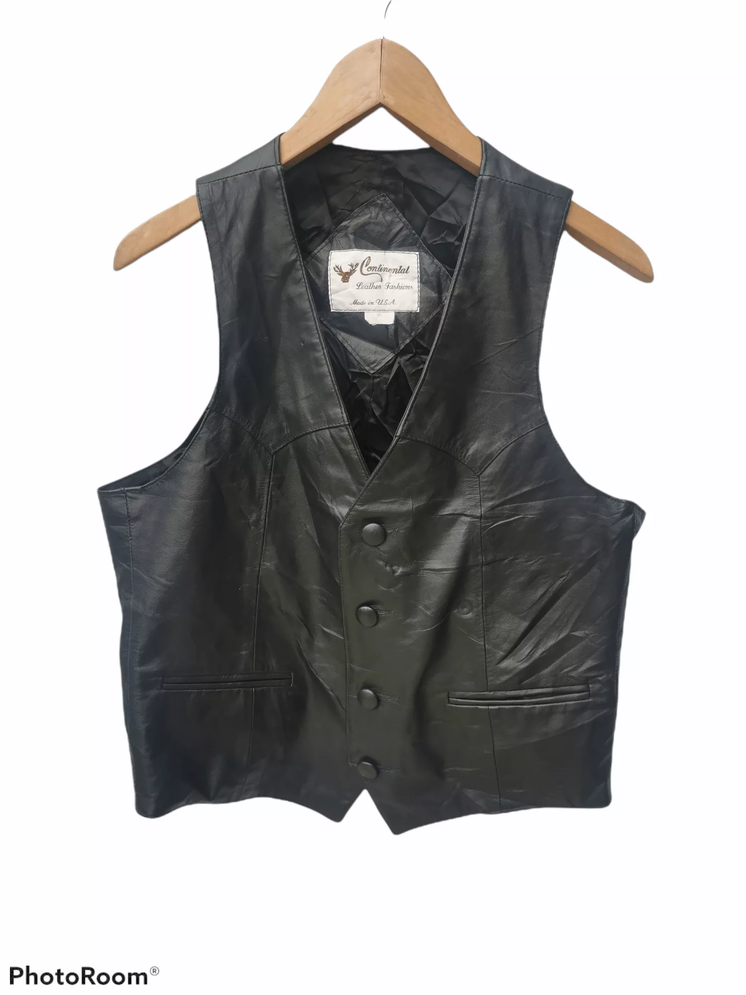 Genuine Leather Vests Genuine Leather Vintage Leather Vest Made in USA Black