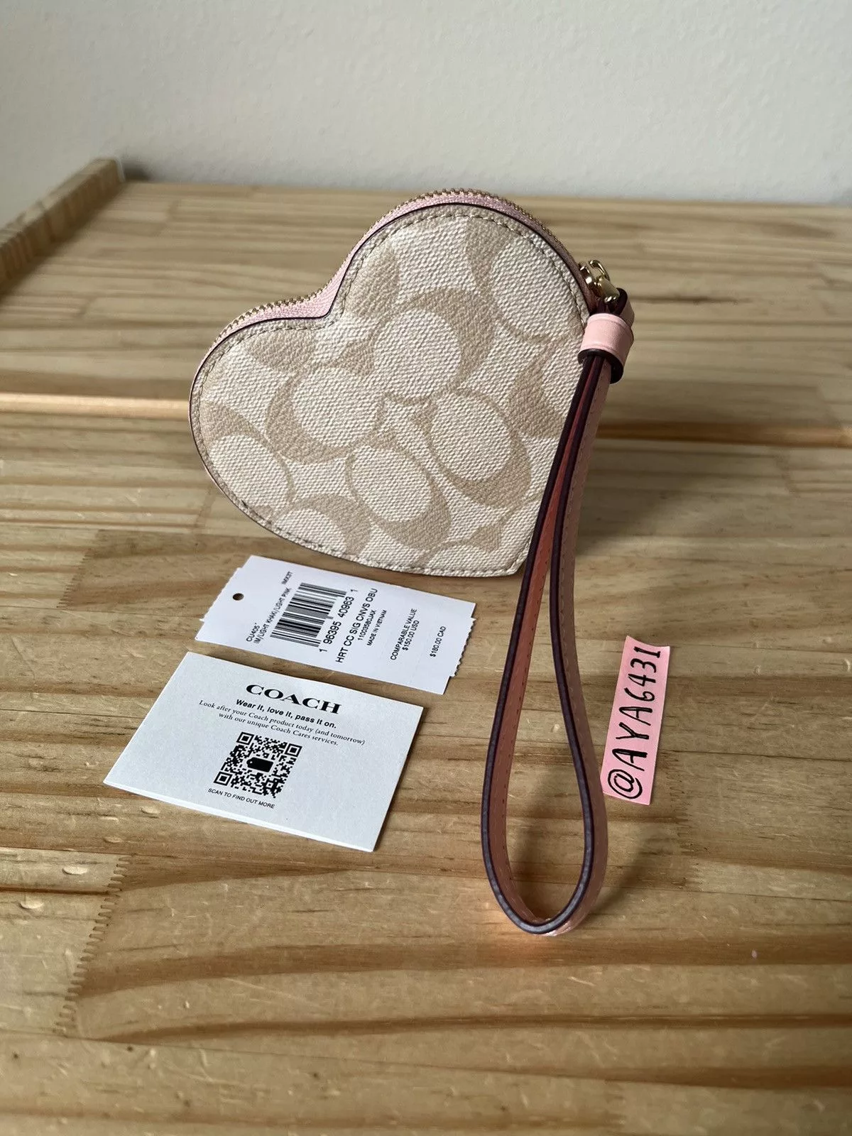Coach Wallets Coach heart coin case Pink