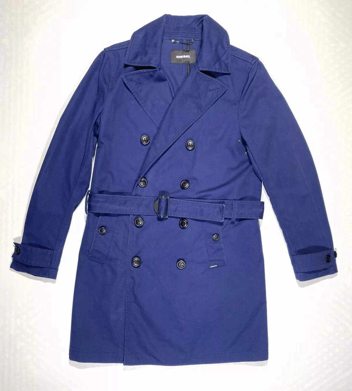 Diesel Raincoats DIESEL Belted Trench Coat S Blue