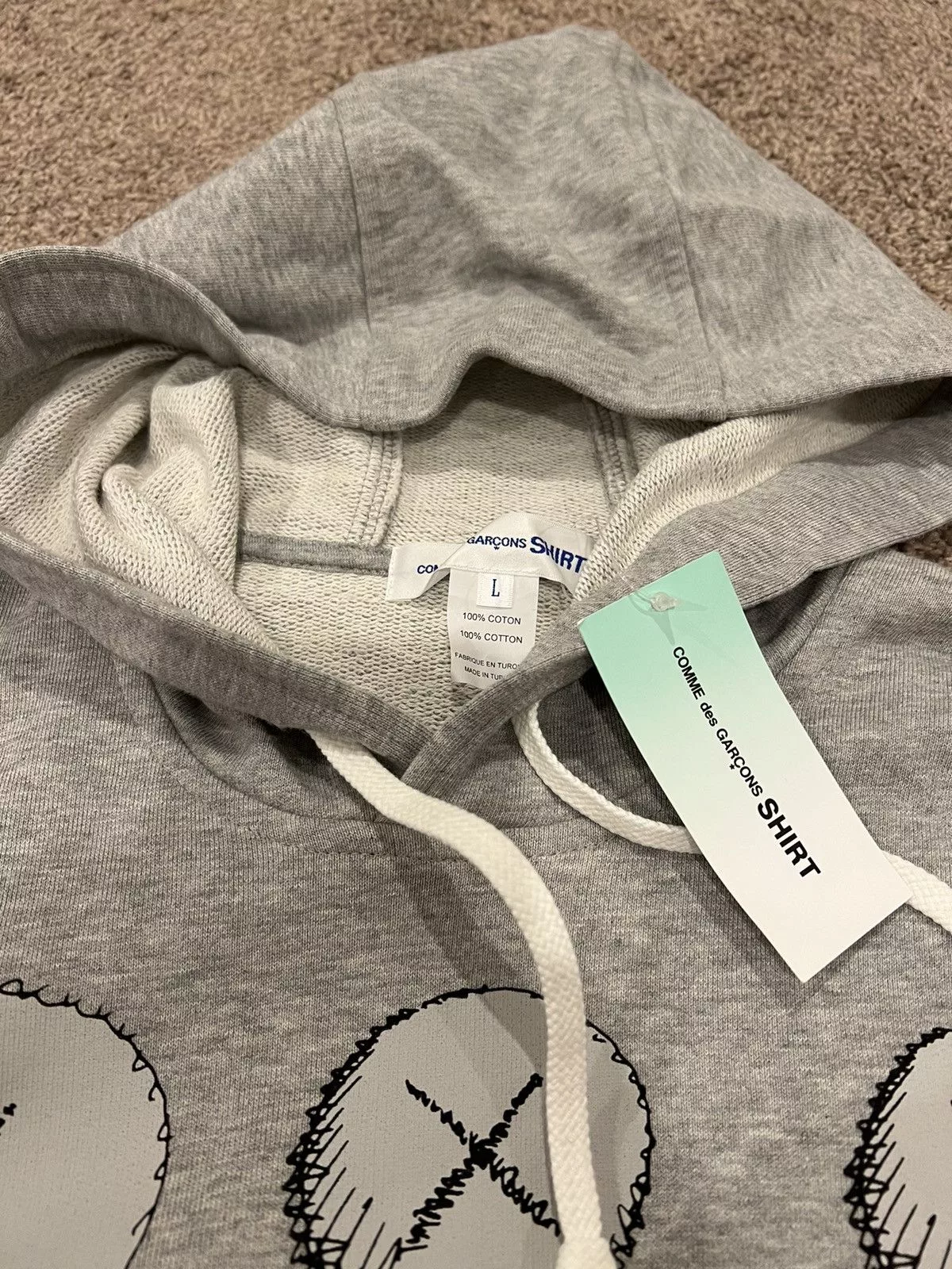 Comme des Garcons Sweatshirts Hoodies Comme des Garcons × Kaws Brand new Comme des garçons X Kaws hoodie print grey Large Gray