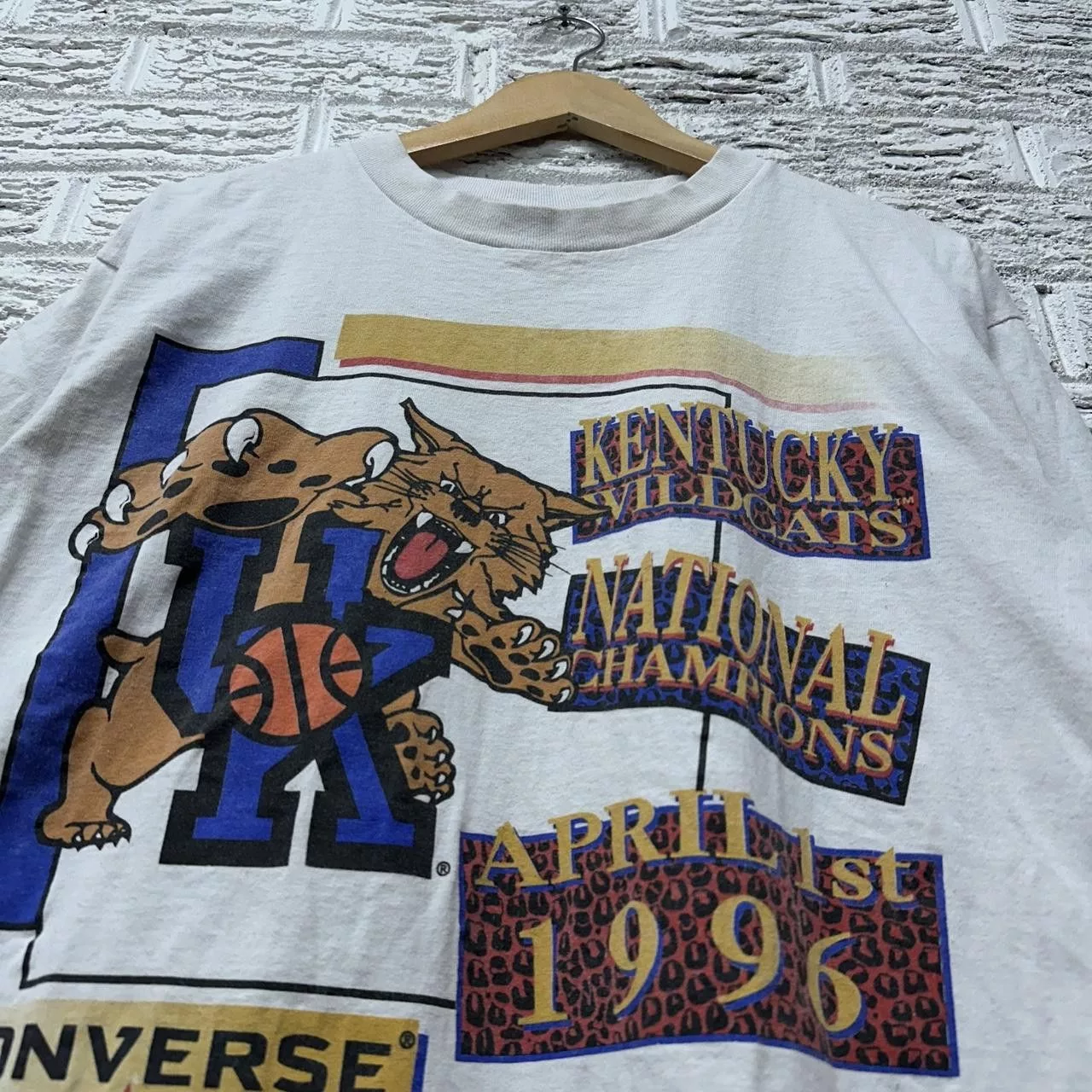 Converse Short Sleeve T Shirts Converse Vintage Kentucky Wildcats National Championship Shirt XL White