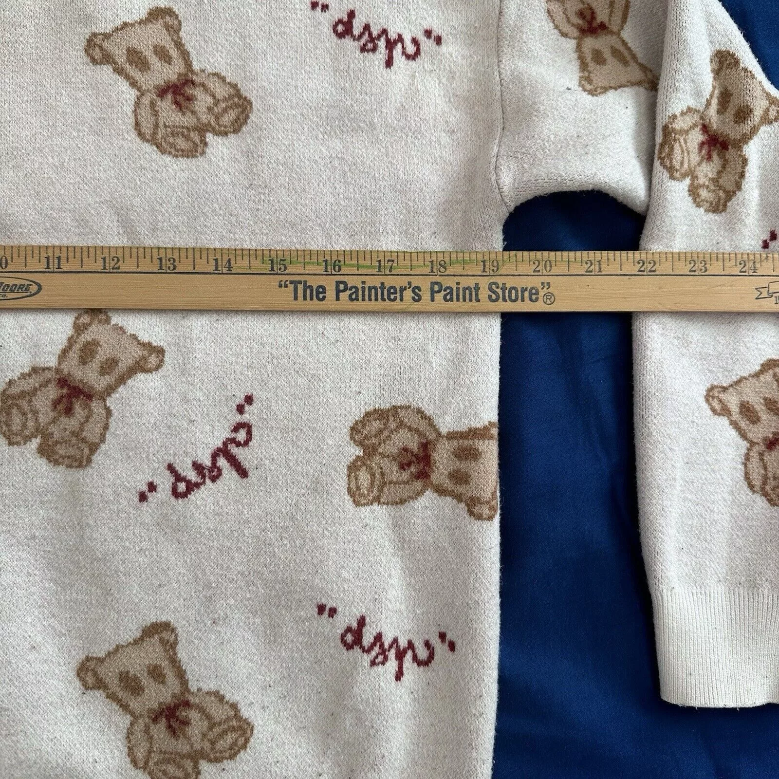 Other Sweaters Other Dangerous People Sweater S Teddy Bear Print AOP Wool Blend Beige Streetwear