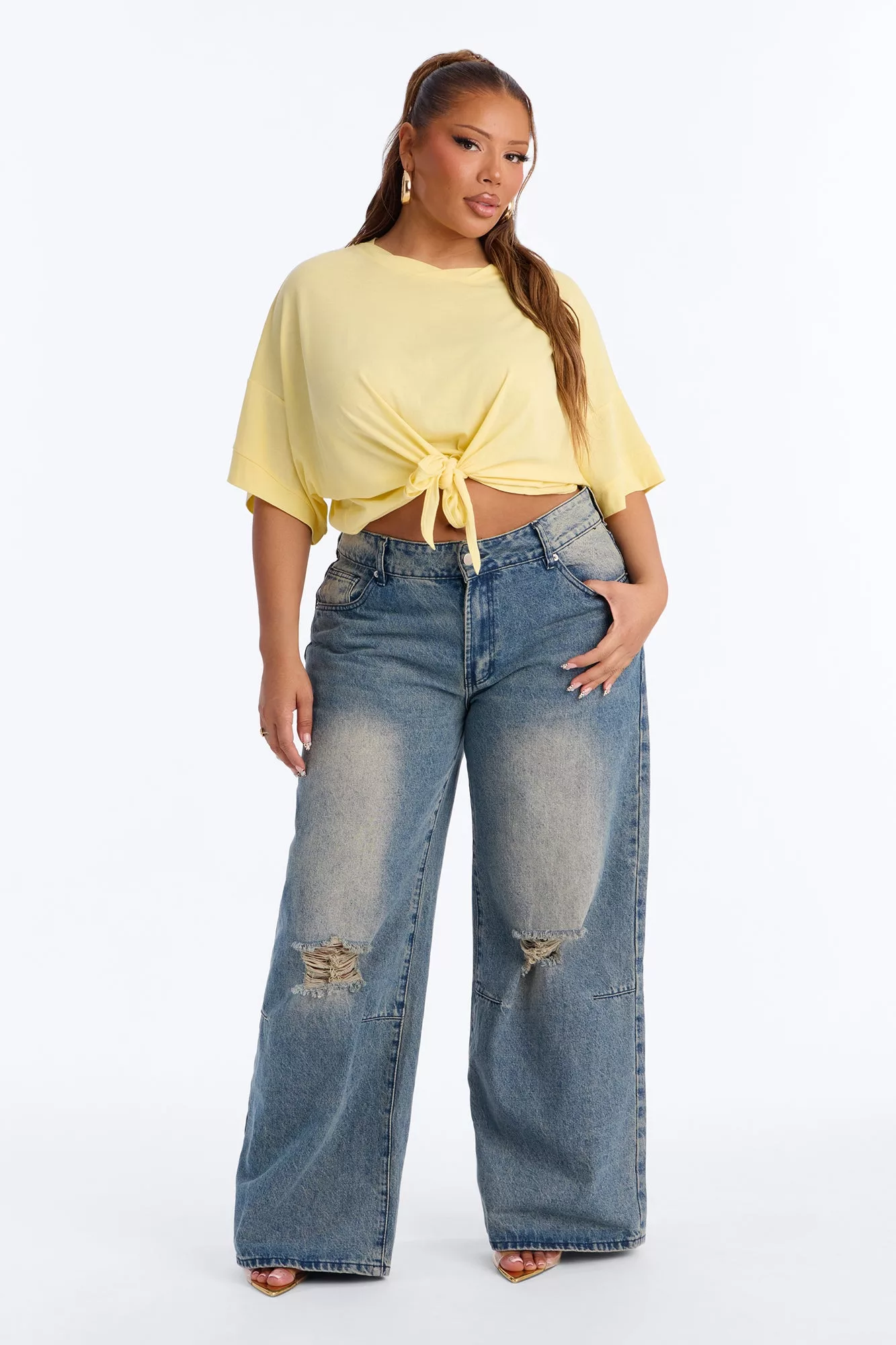 Emily Tie Front Top - Butter Yellow