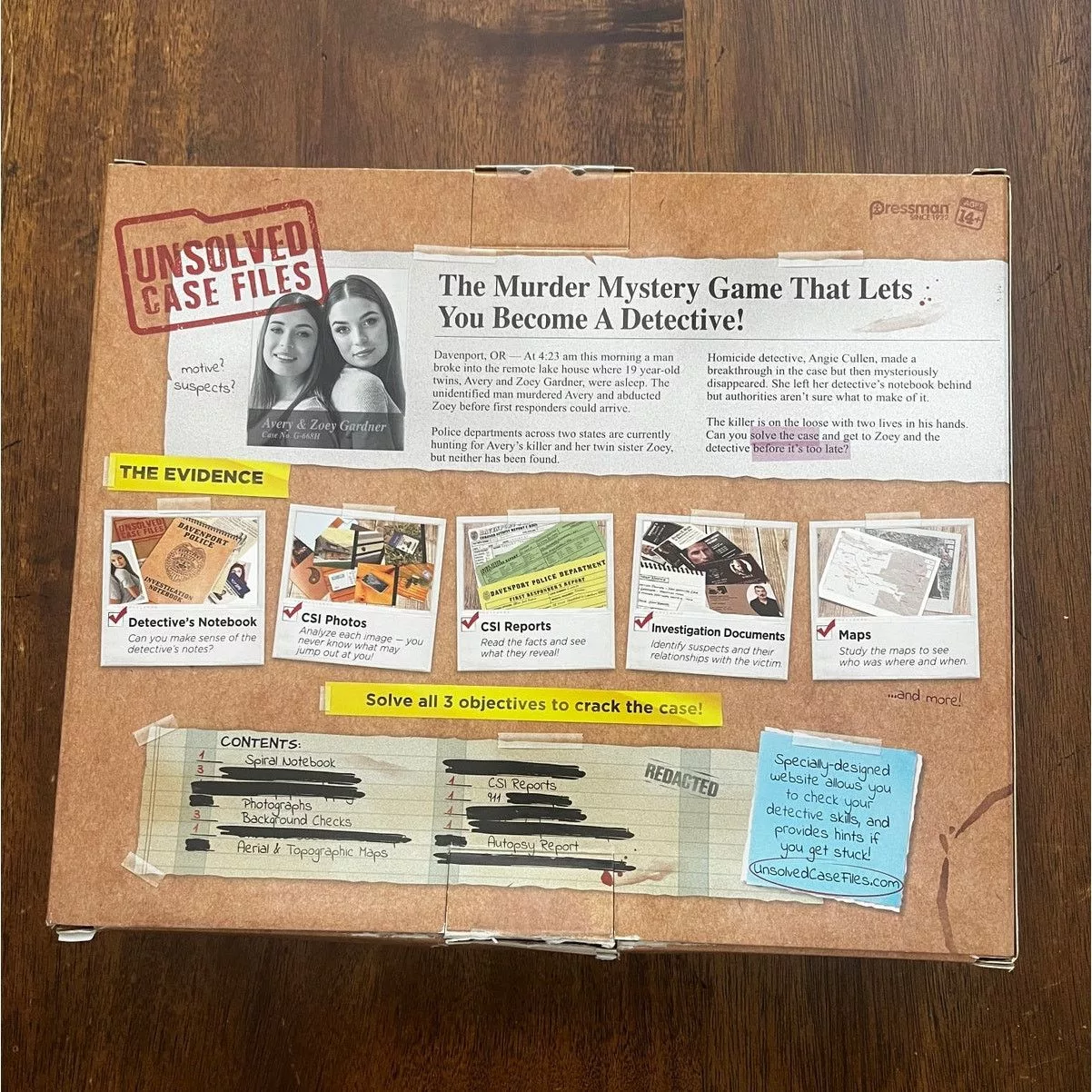 Other Miscellaneous Other Unsolved Case Files 3: Avery & Zoey Gardner Mystery Game Brown