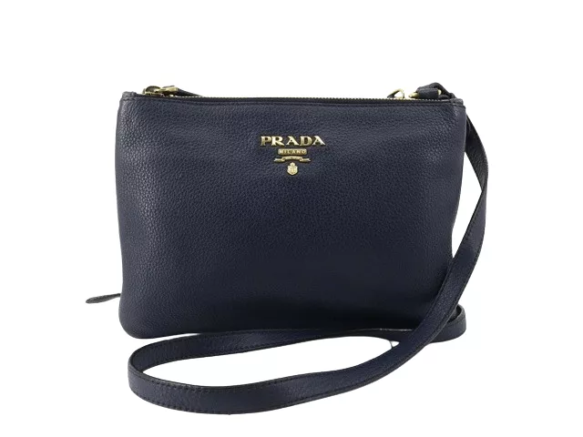 Prada Crossbody Bags Prada Double Zip Baltico Vitello Phenix Leather Crossbody Blue