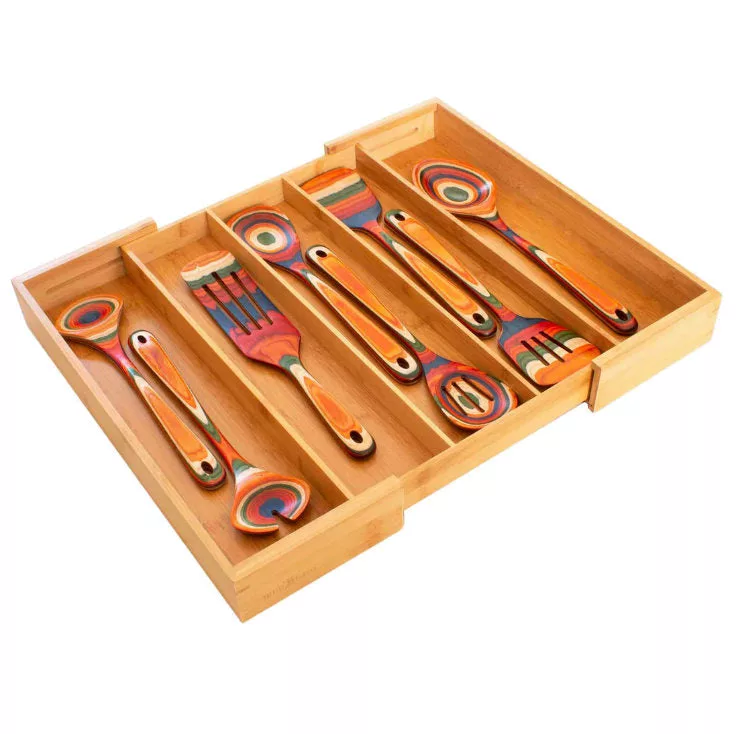 Expandable Bamboo Utensil Drawer Organizer