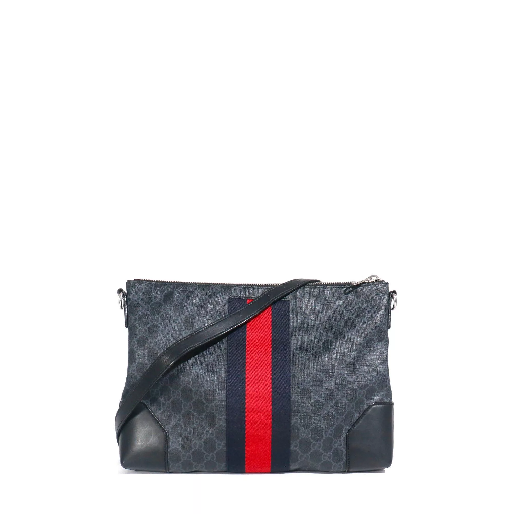 Gucci Bags Luggage GUCCI - Gucci GG Supreme shoulder bag in coated canvas and black leather Blue