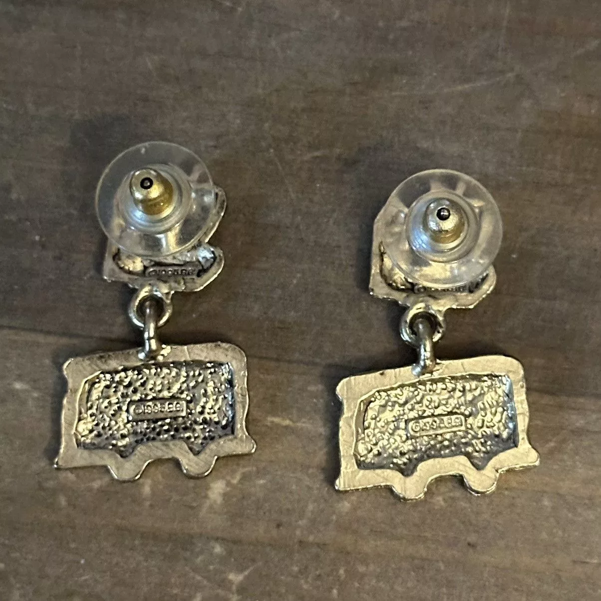 Vintage Earrings Vintage school bus dangle post earrings Yellow