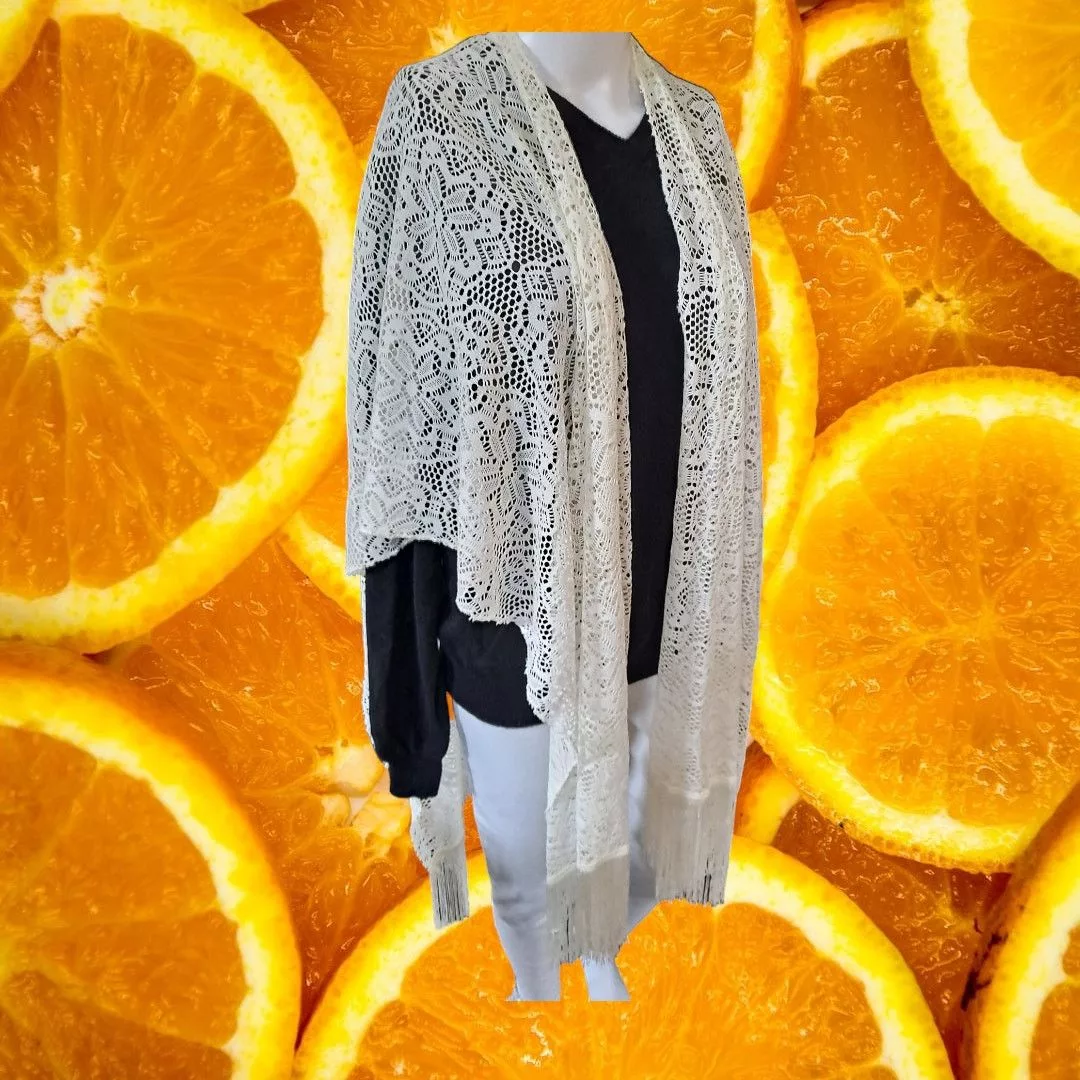 Other Sweaters Other White Crochet Doily Open Front Cape Size OSFM
