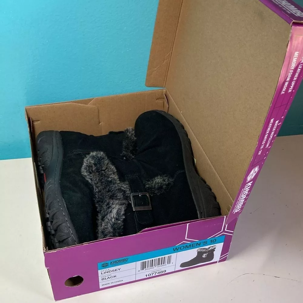 Other Boots Other Khombu Lindsay Black Leather Ankle Boots Size 10