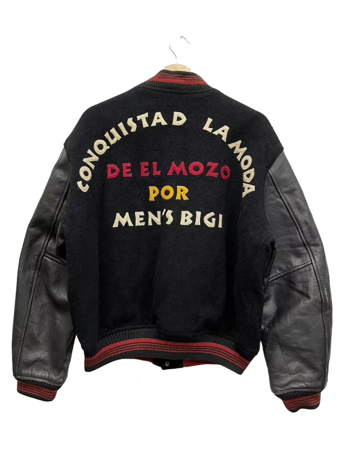 BIGI Bombers BIGI × Vintage 💥FYE🔥VINTAGE 90’s MEN’S BIGI Wool Leather Varsity Jacket Black Avant-Garde