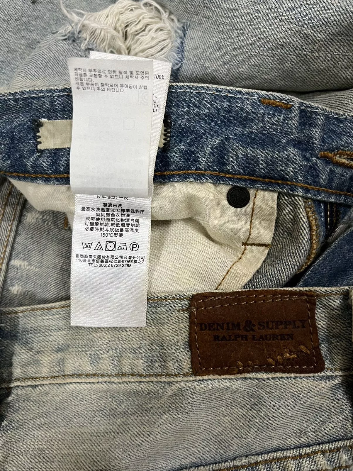 Designer Denim Designer Vintage Light Blue Heavy Distressed Regular Straight Jeans