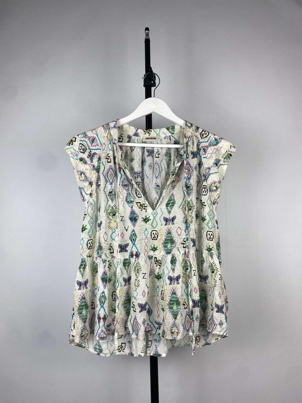 Designer Blouses Designer × Zadig & Voltaire Zadig&Voltaire Monogram Graphic Print Blouse White Streetwear