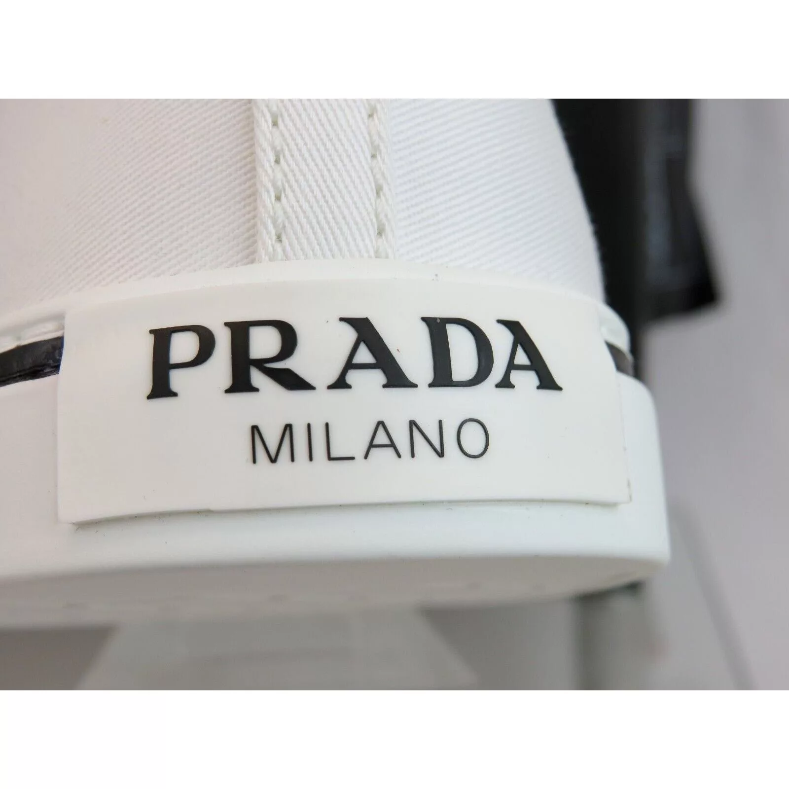 Prada Hi Top Sneakers Prada 1T618M WHITE BLACK POLKA CANVAS LOGO POINTY CAP SNEAKERS 38