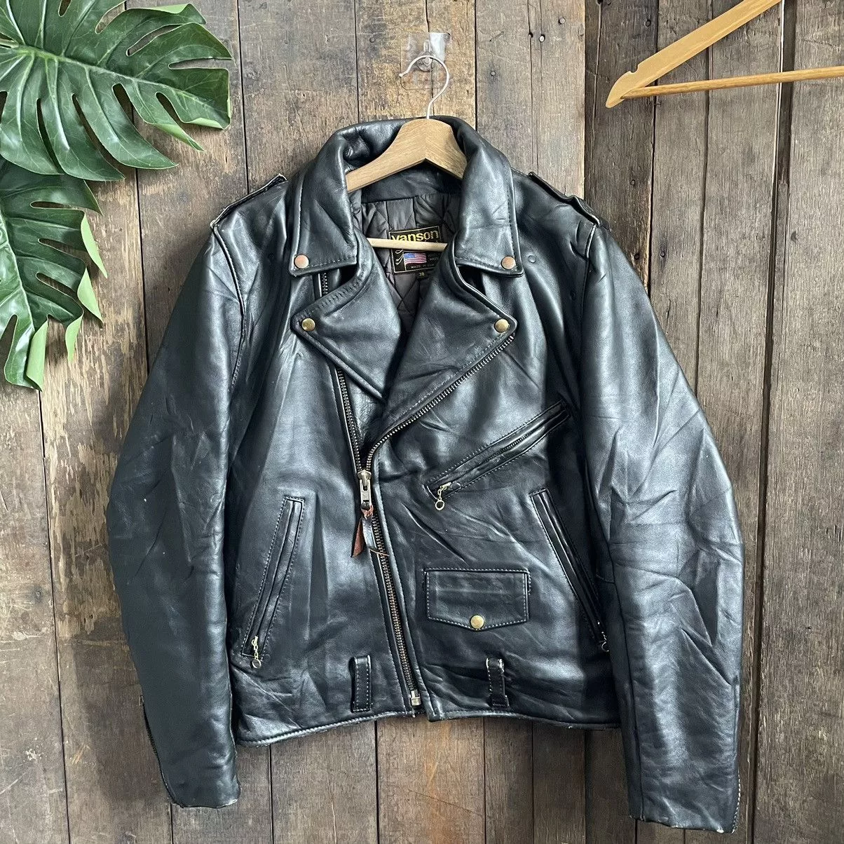 Vanson Leathers Leather Jackets Vanson Leathers × Vintage Vintage Vanson Leather Double Collar Leather Jacket Black