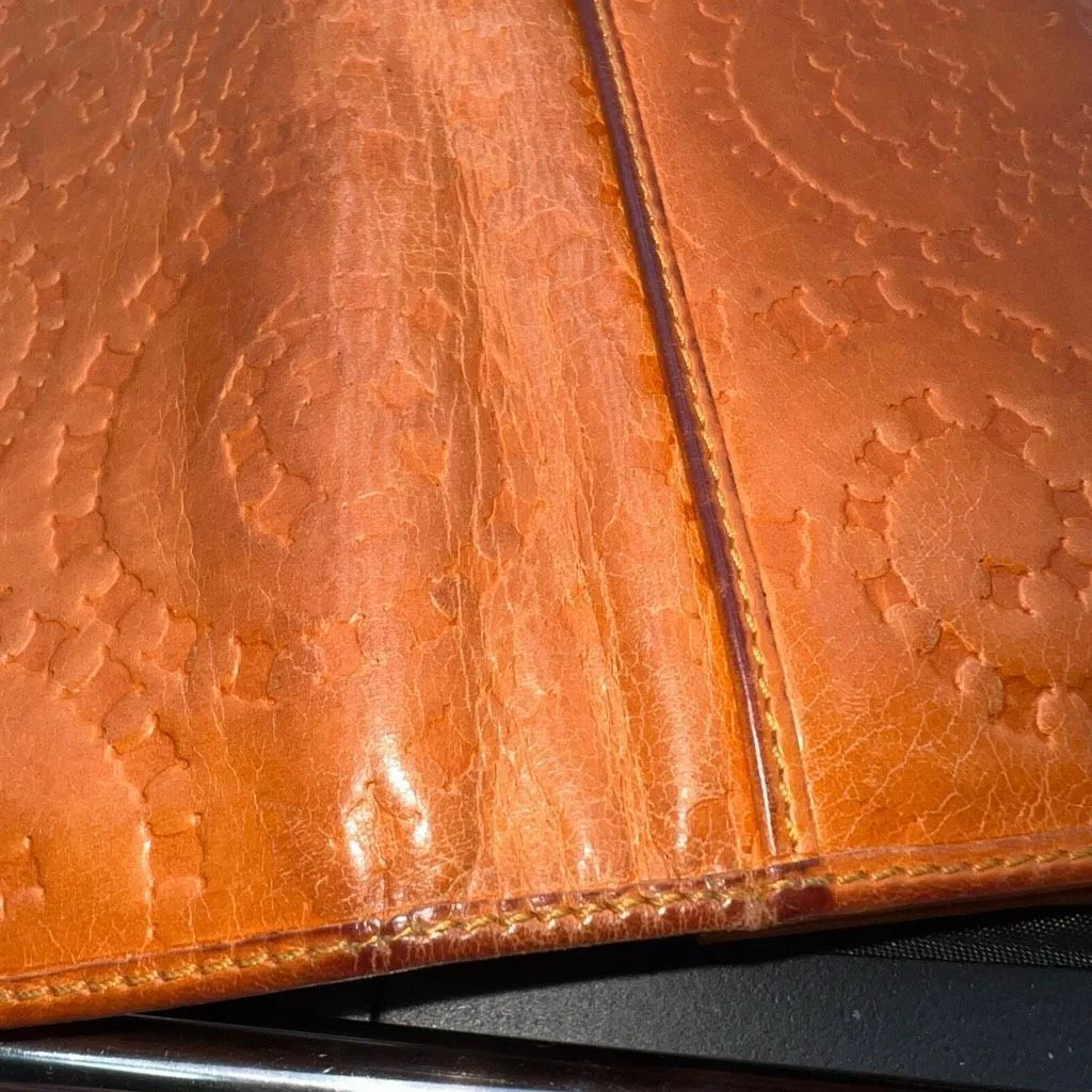 Celine Wallets CELINE RARE Embossed Macadam Long Leather Wallet with full inclusion Orange