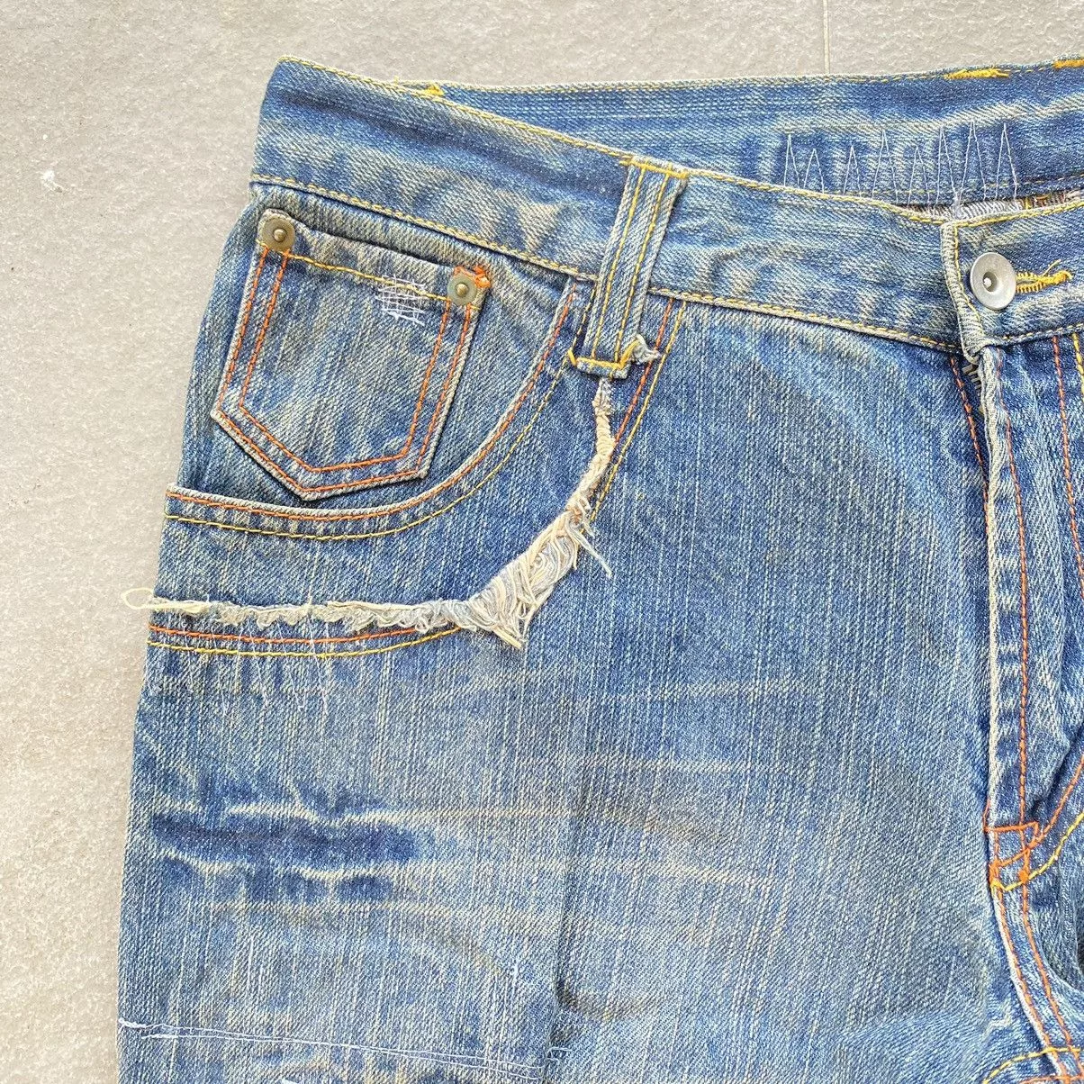 Japanese Brand Denim Japanese Brand Distressed denim straight leg Blue Streetwear