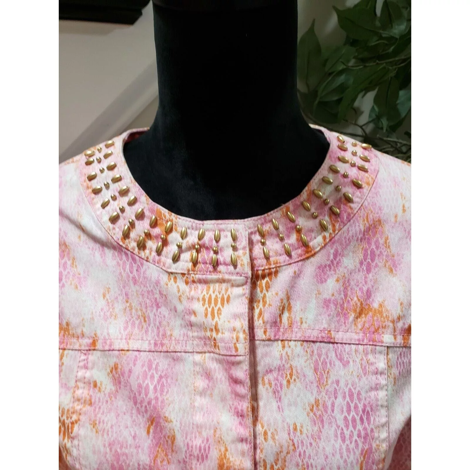 Other Jackets Other Lara Lane Snake Cotton Long Sleeve Snap Front Jacket Size 8 Pink