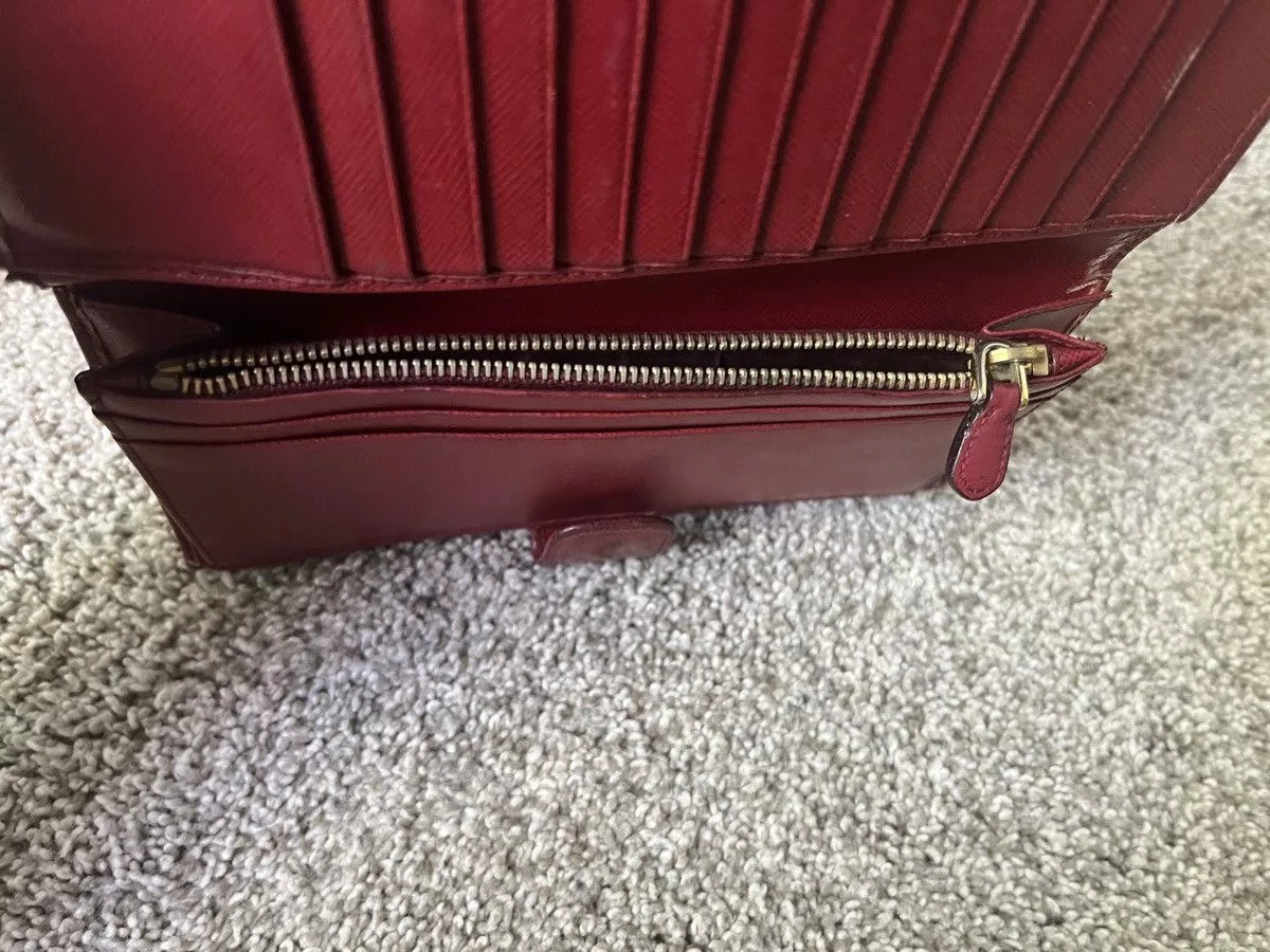 Prada Wallets Prada Fuocco Saffiano Metal Leather Long Flap Wallet Red