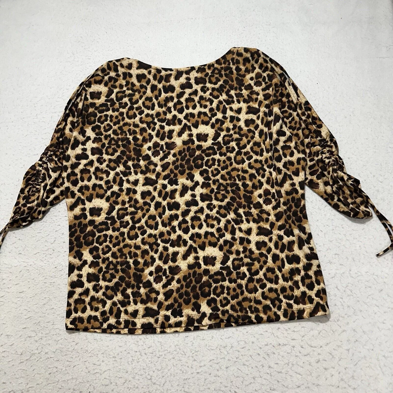 Chicos Blouses Chicos Large Brown Leopard Print Exposed Shoulder Blouse