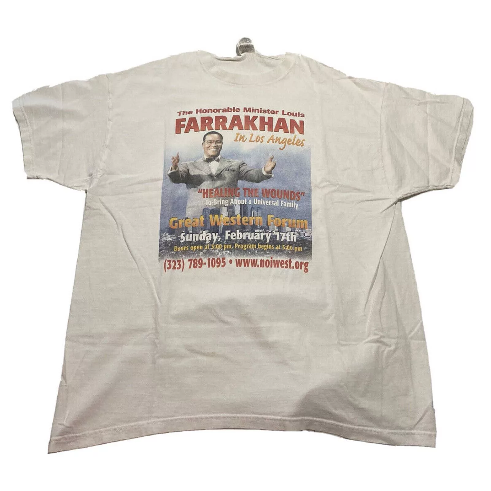 Vintage Short Sleeve T Shirts Vintage 90s Minister Louis Farrakhan T Shirt Size XXL I5 White