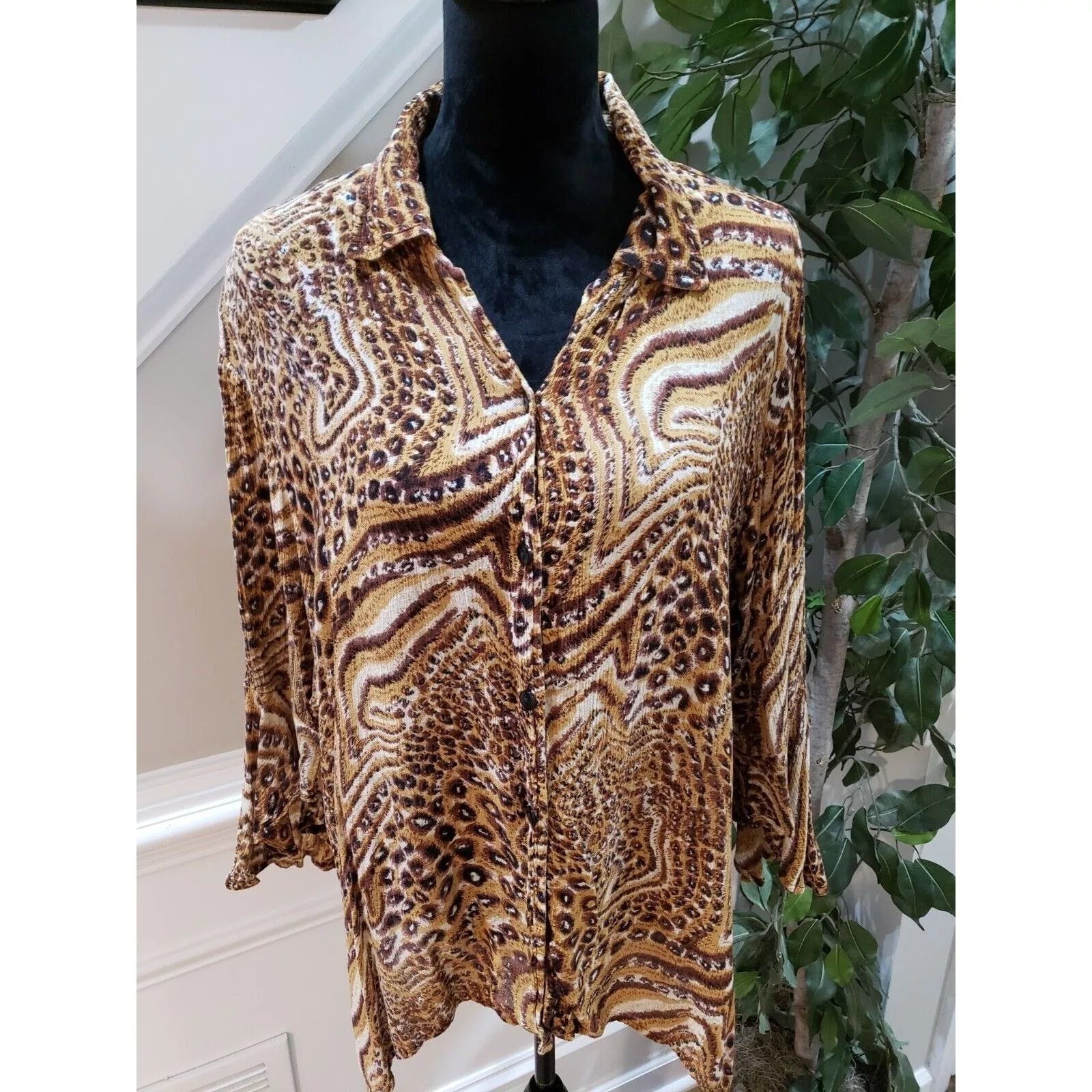 Other Button Ups Other MPH Collection Collared Long Sleeve Button Down Shirt 2X Brown