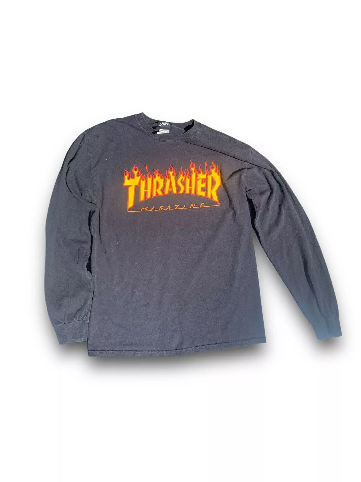 Thrasher Short Sleeve T Shirts Thrasher Magazine skate VTG y2k long sleeve tee Black Streetwear