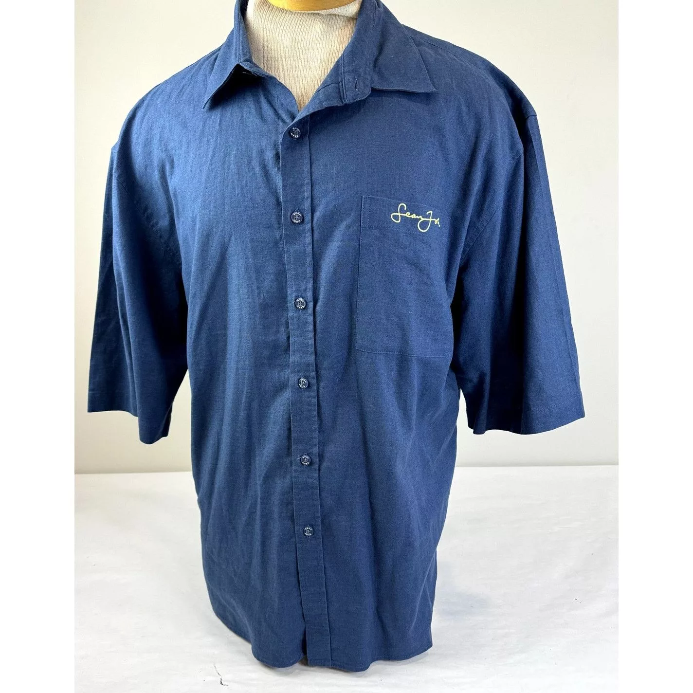 Sean John Shirts Button Ups Cobalt Blue Sean John Linen Cotton Blend Shirt - Men's XL