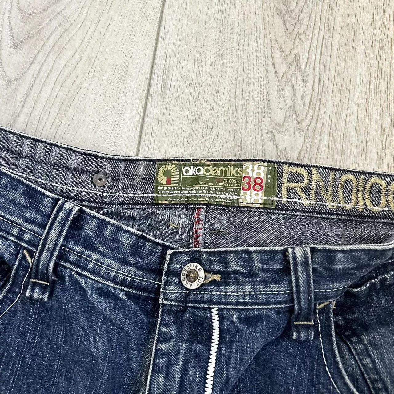 Akademiks Denim Akademiks Y2k baggy embroidered jeans Blue