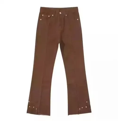 Jean Cropped Pants Custom Flared Brown Jeans
