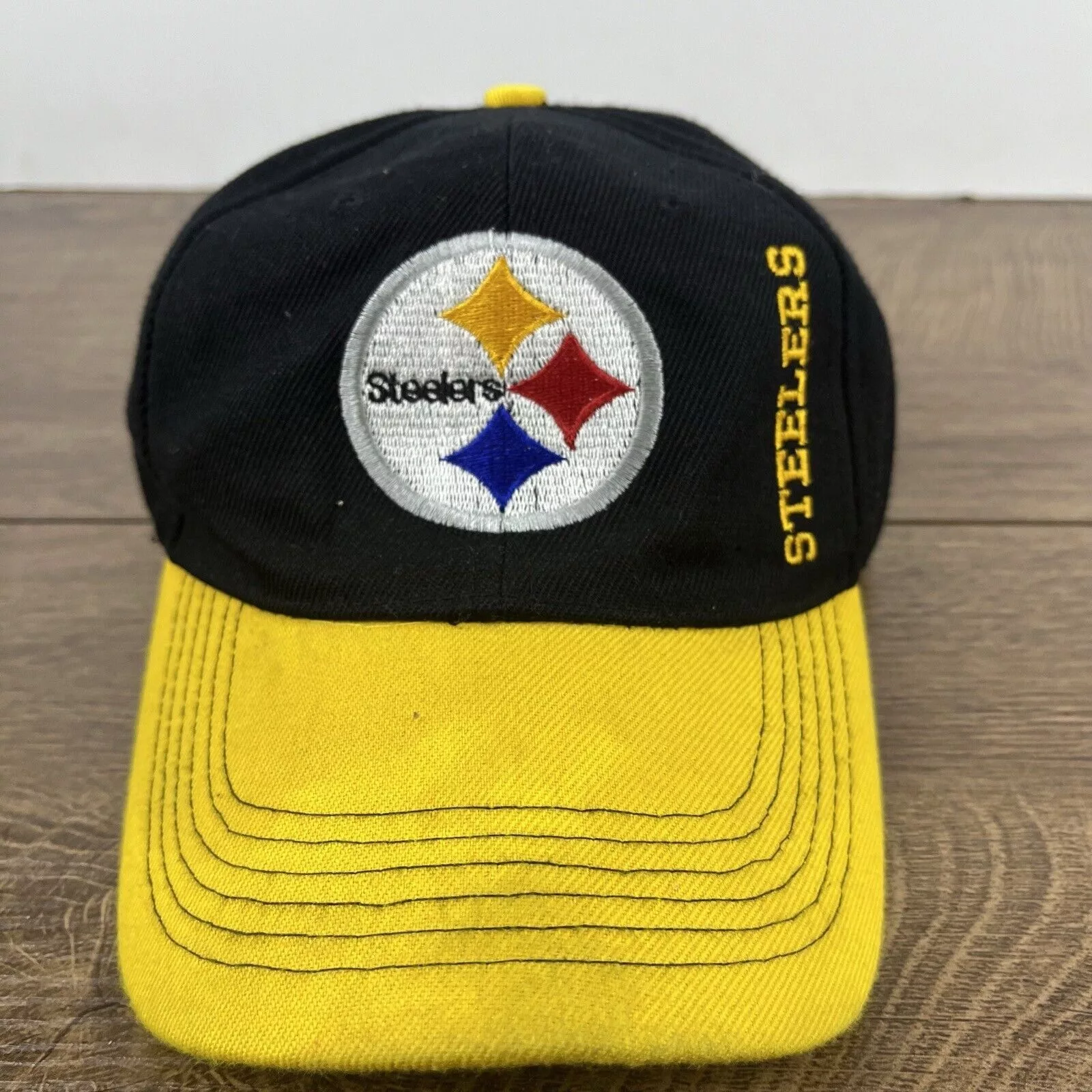 Other Hats Other Pittsburgh Steelers Hat Yellow Bill Black Hat Adjustable Bla