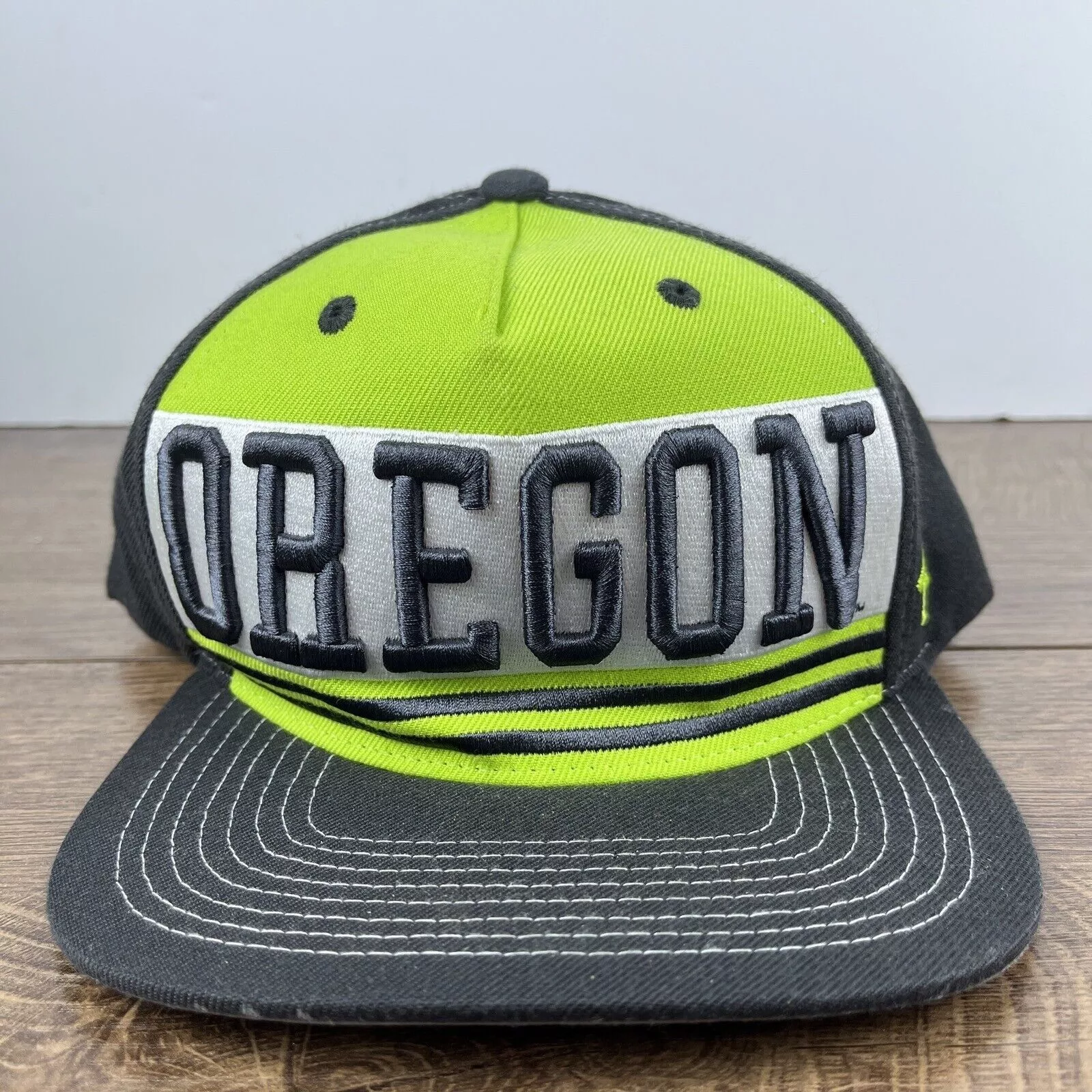 Other Hats Other Oregon Ducks Gray Green Hat Snapback Green Adjustable Hat Ad