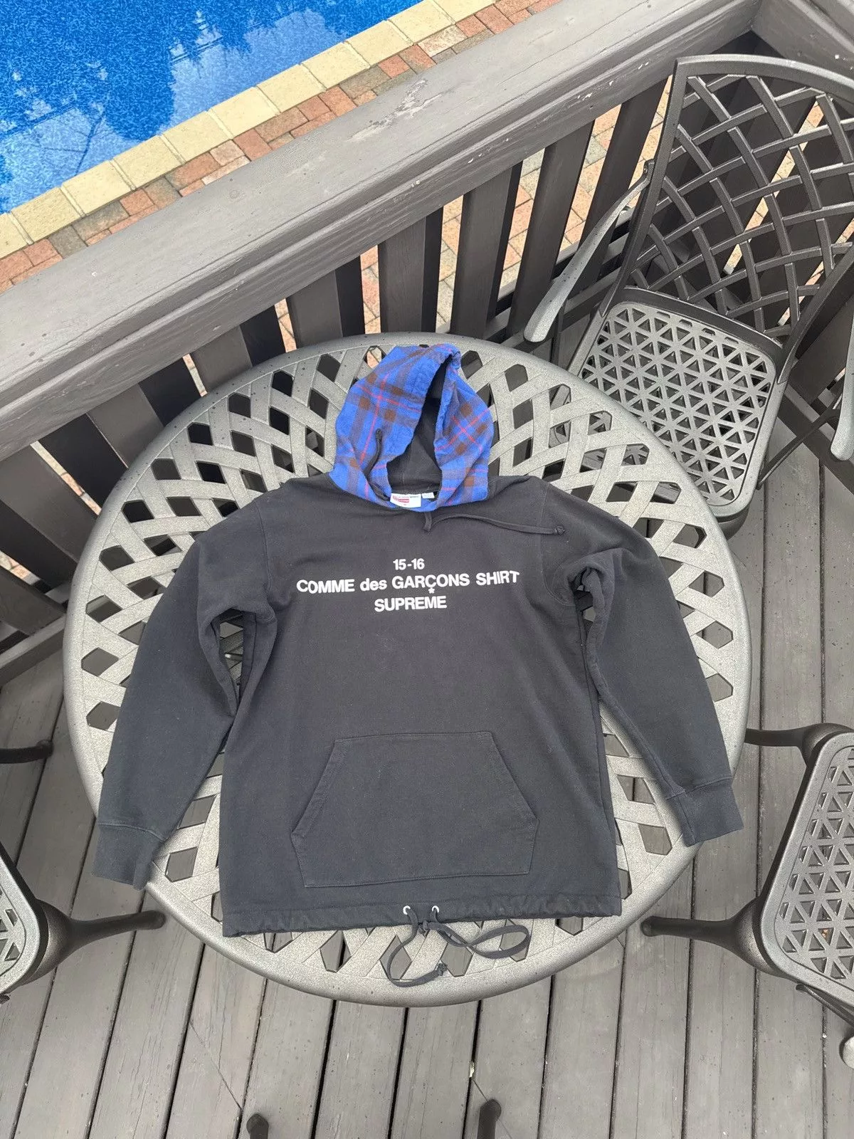 Comme des Garcons Sweatshirts Hoodies Comme des Garcons Supreme Commes Des Garcons Hooded Plaid Swearshirt Black