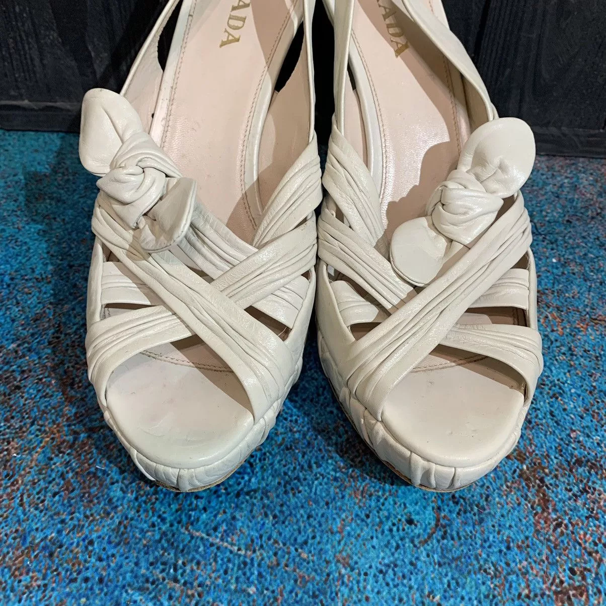 Prada Heels Prada Leather Heels Size 38 Beige Luxury