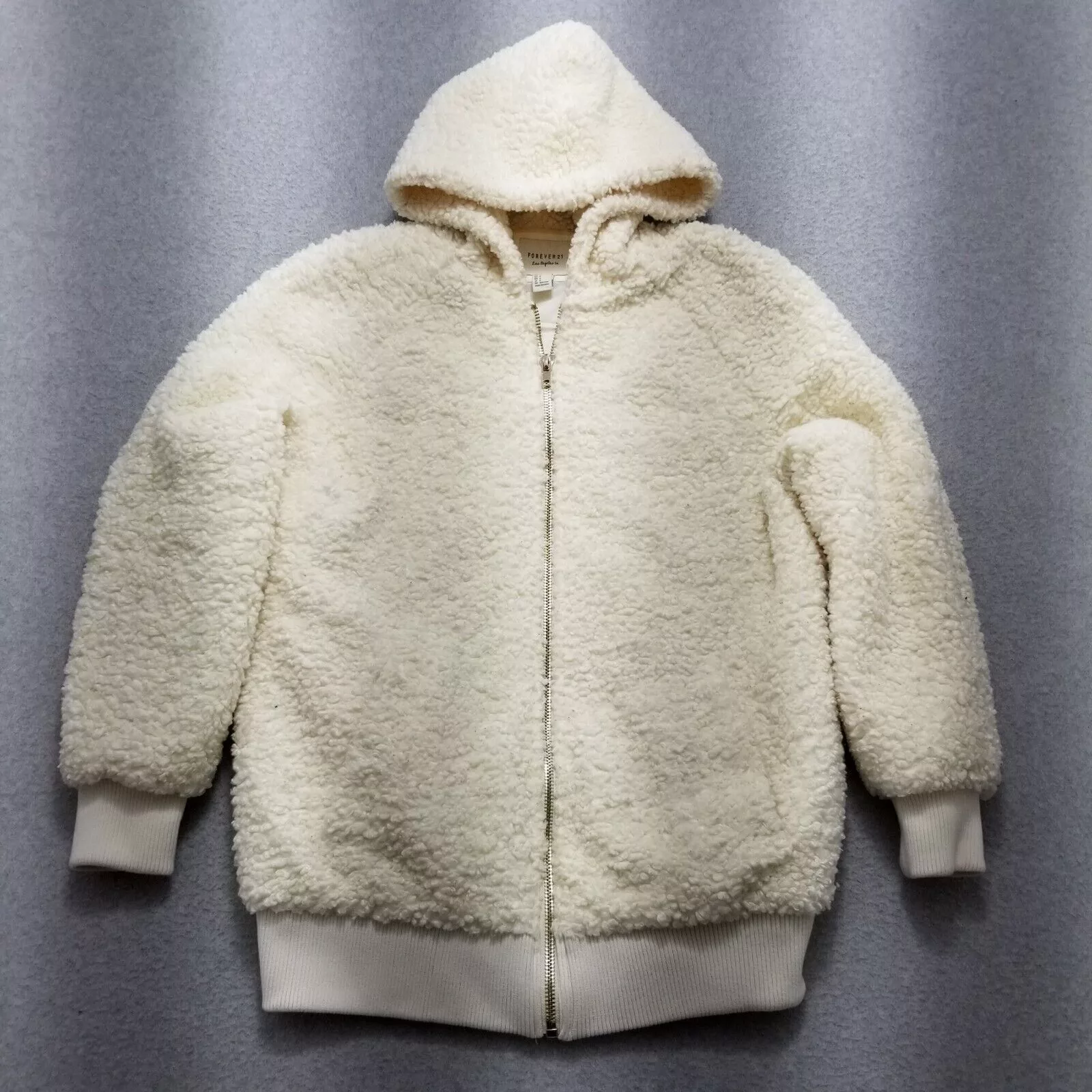 Forever 21 Jackets Forever 21 Jacket Womens Large Sherpa Hooded Full Zip White