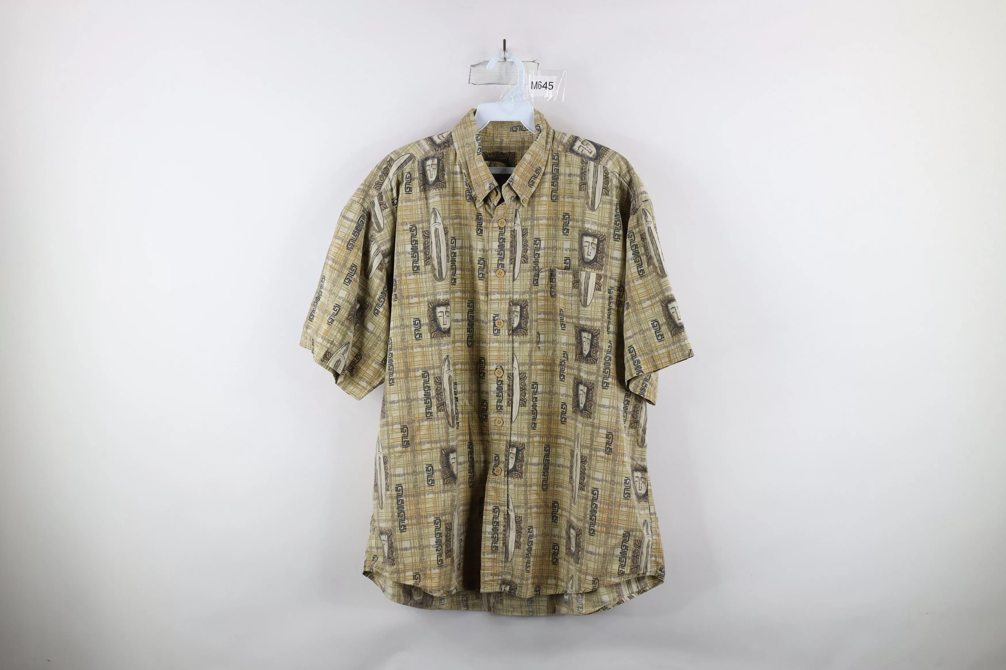 Vintage Shirts Button Ups Vintage 90s Streetwear Surfboard Collared Button Down Shirt Multi