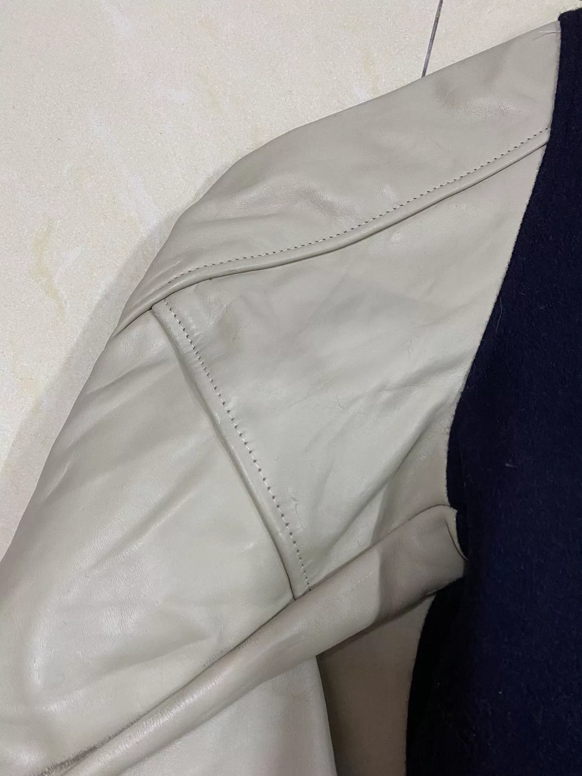 Leather Leather Jackets Vintage Wool Leather Varsity Jacket Blue