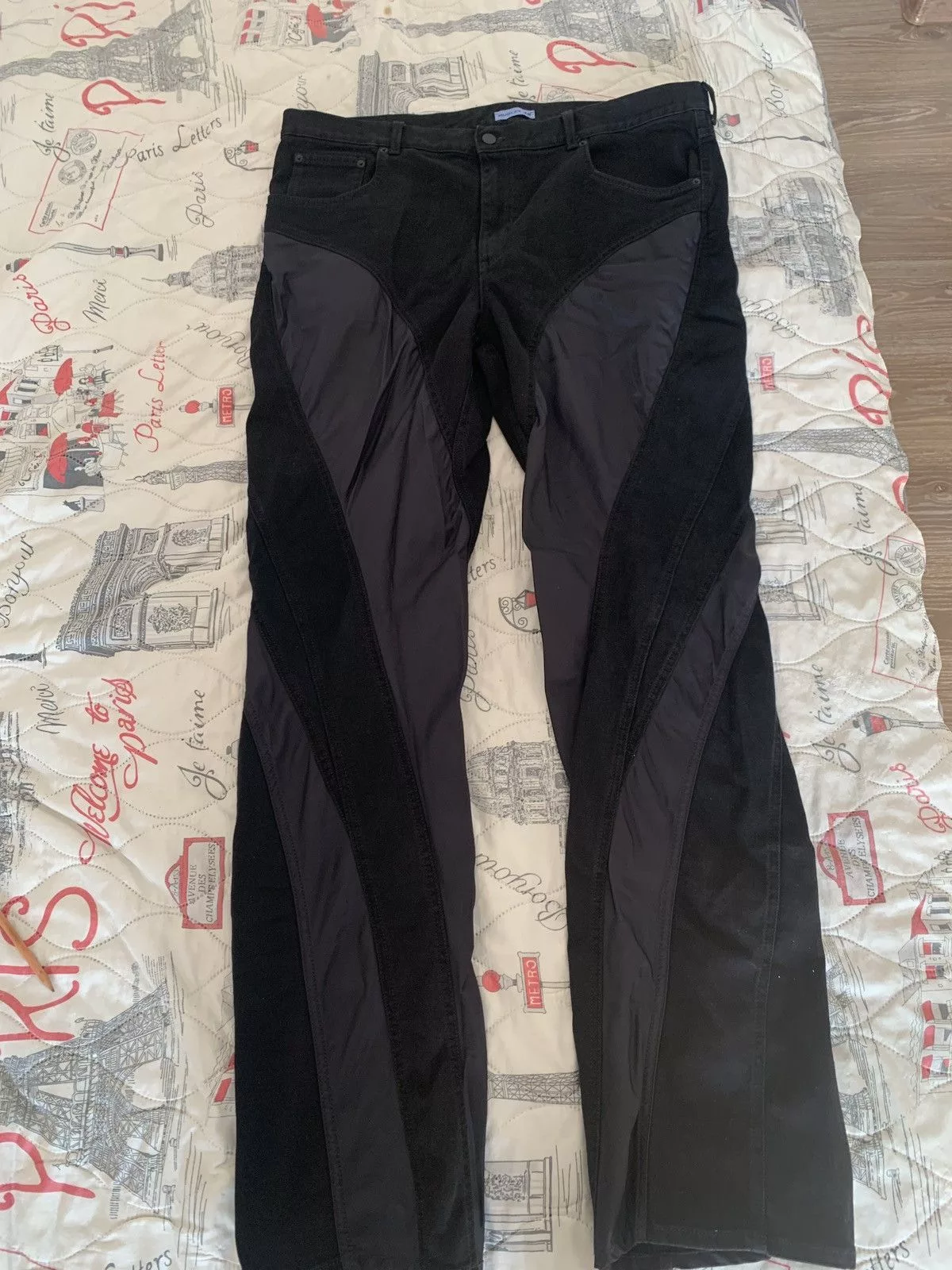 H&M Denim H&M × Mugler Mugler x H&M Spiral Panel Pants Black
