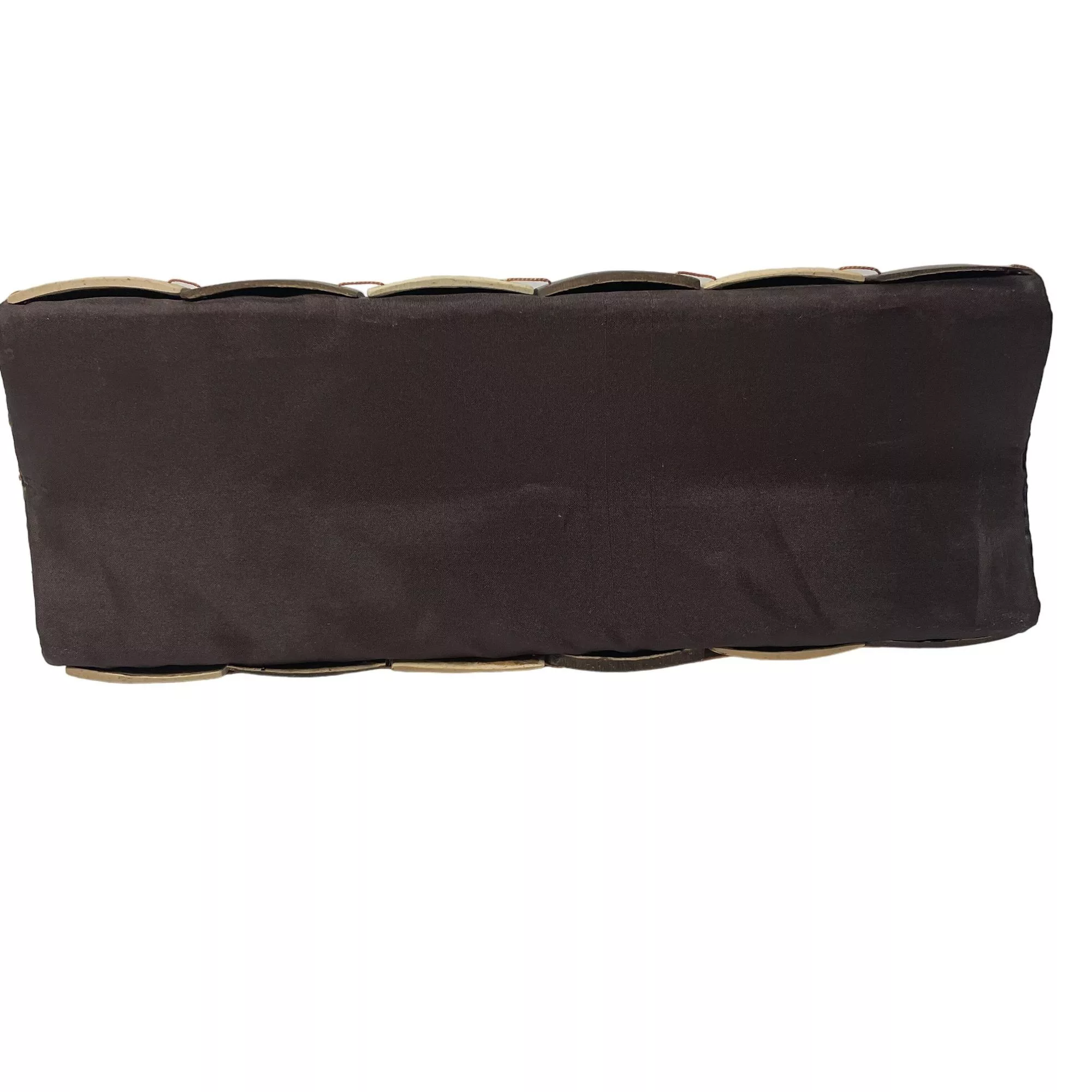 Other Handle Bags Other Vtg COCONUT Shell Patchwork MOD Handbag SATIN Lined Purse Brown