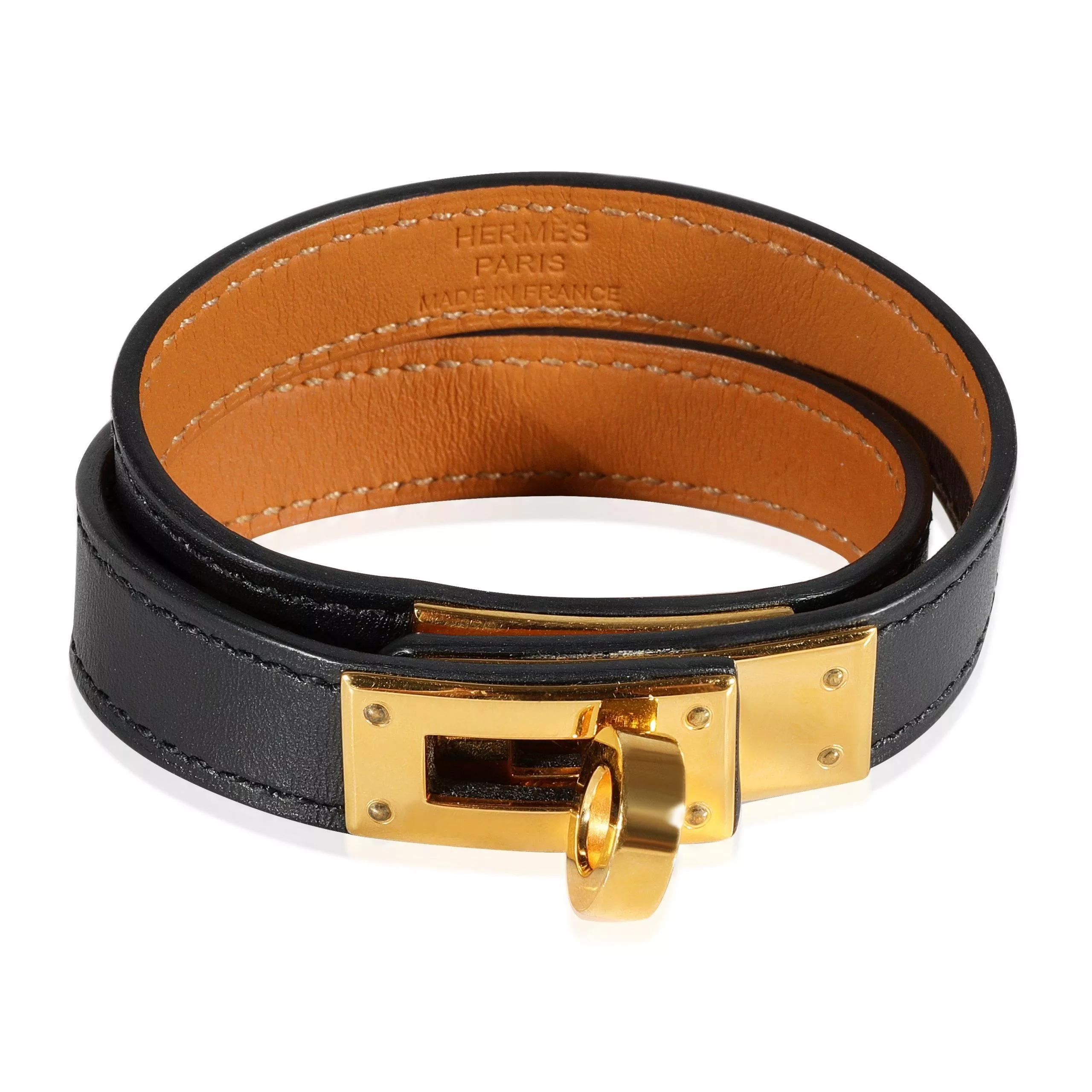 Hermes Rings Hermes Hermès Kelly Double Tour Bracelet in Calfskin Gold