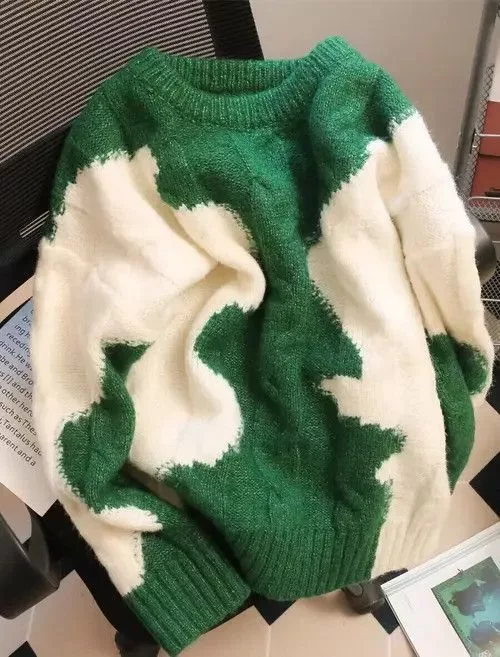 Japanese Brand Sweaters Japanese Brand × Vintage Vintage green loose knitted sweater