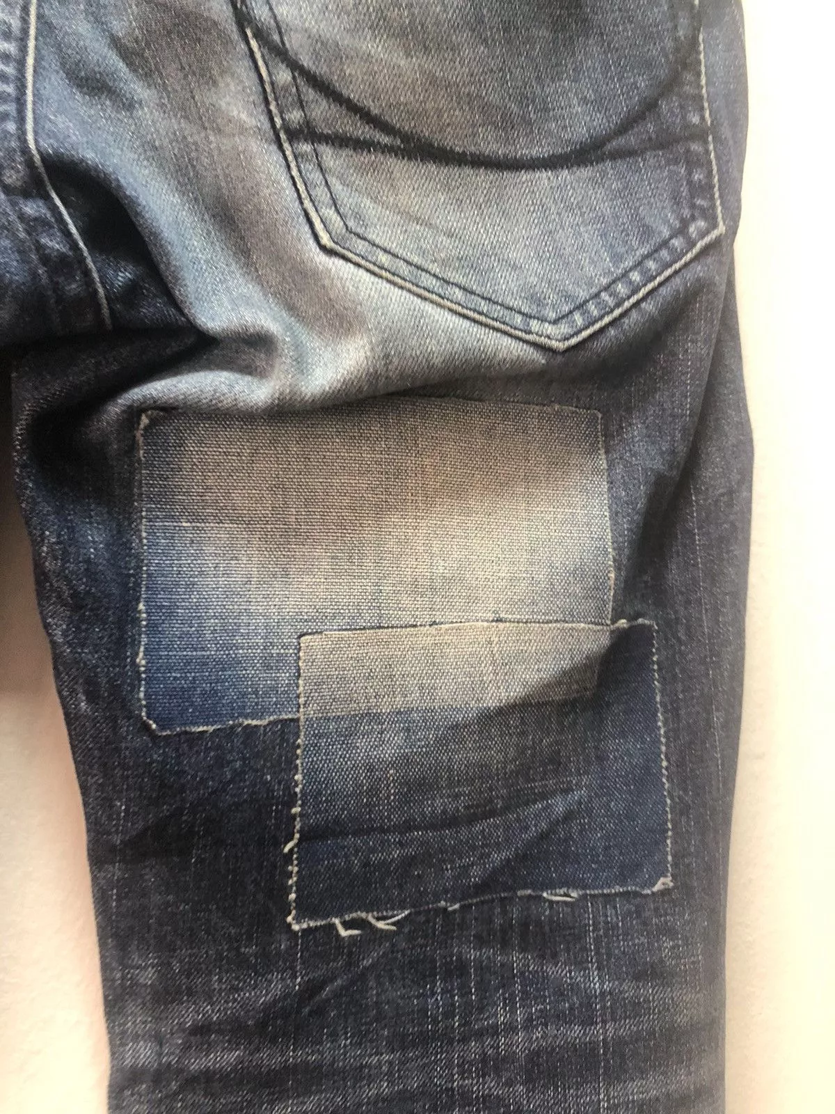 FACTOTUM Denim Pants Patch Distressed Style Japan Made Blue