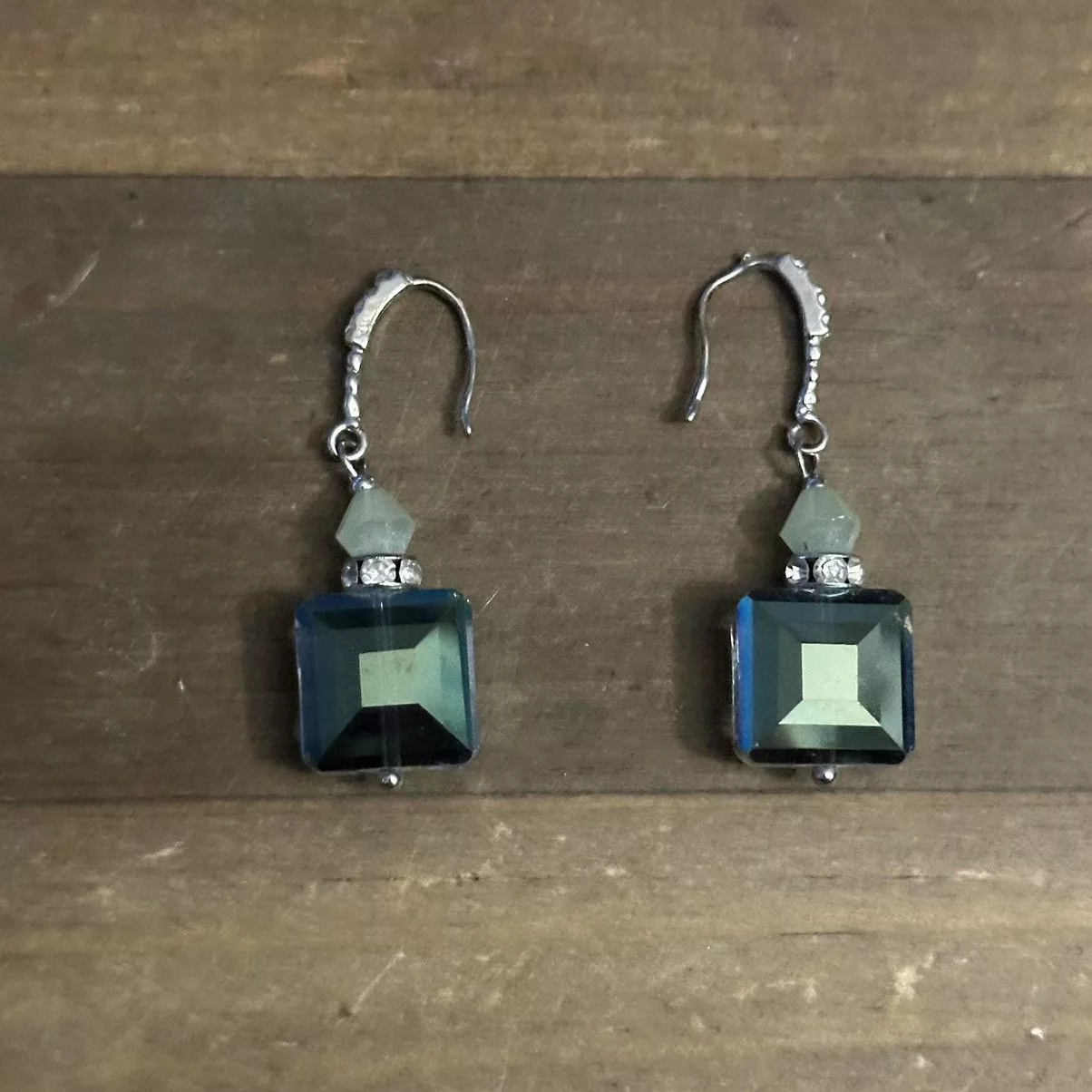 Other Earrings Other Green AB crystal cube dangle earrings
