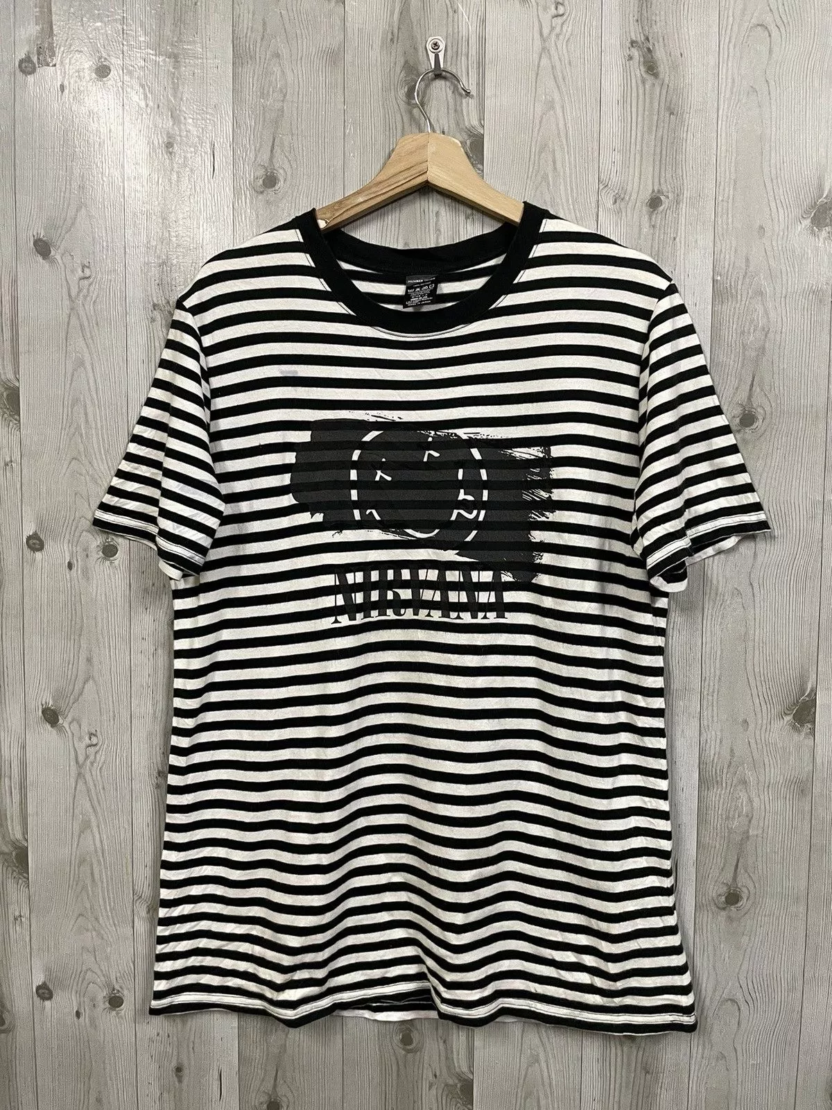Nirvana Short Sleeve T Shirts Nirvana × Number (N)ine Number Nine x Nirvavana Stripe Tshirt Black