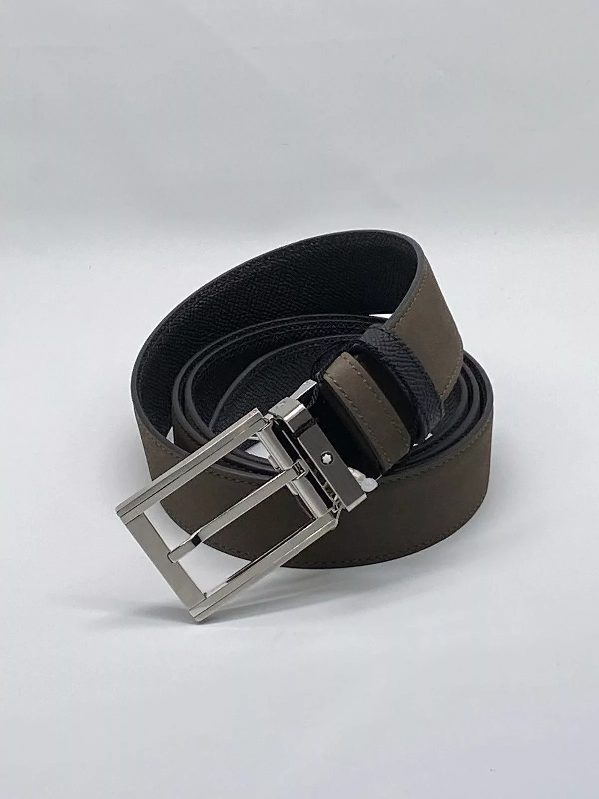 Montblanc Belts Montblanc Trapeze Adjustable & Reversible Leather Belt Gray